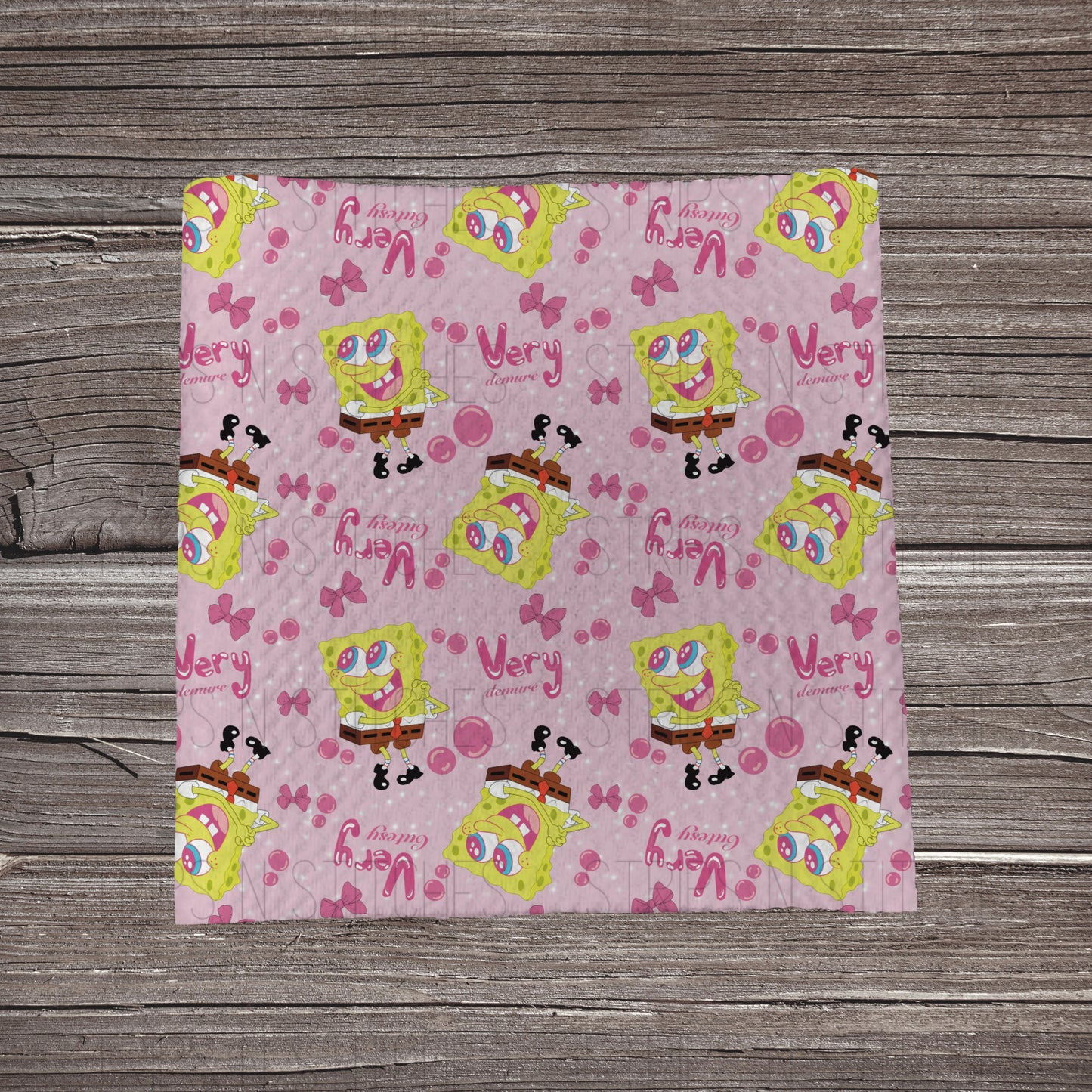 SpongeBob Very Demure- Pink | Fabric Strip- Bow Making- Headwraps- Scrunchies