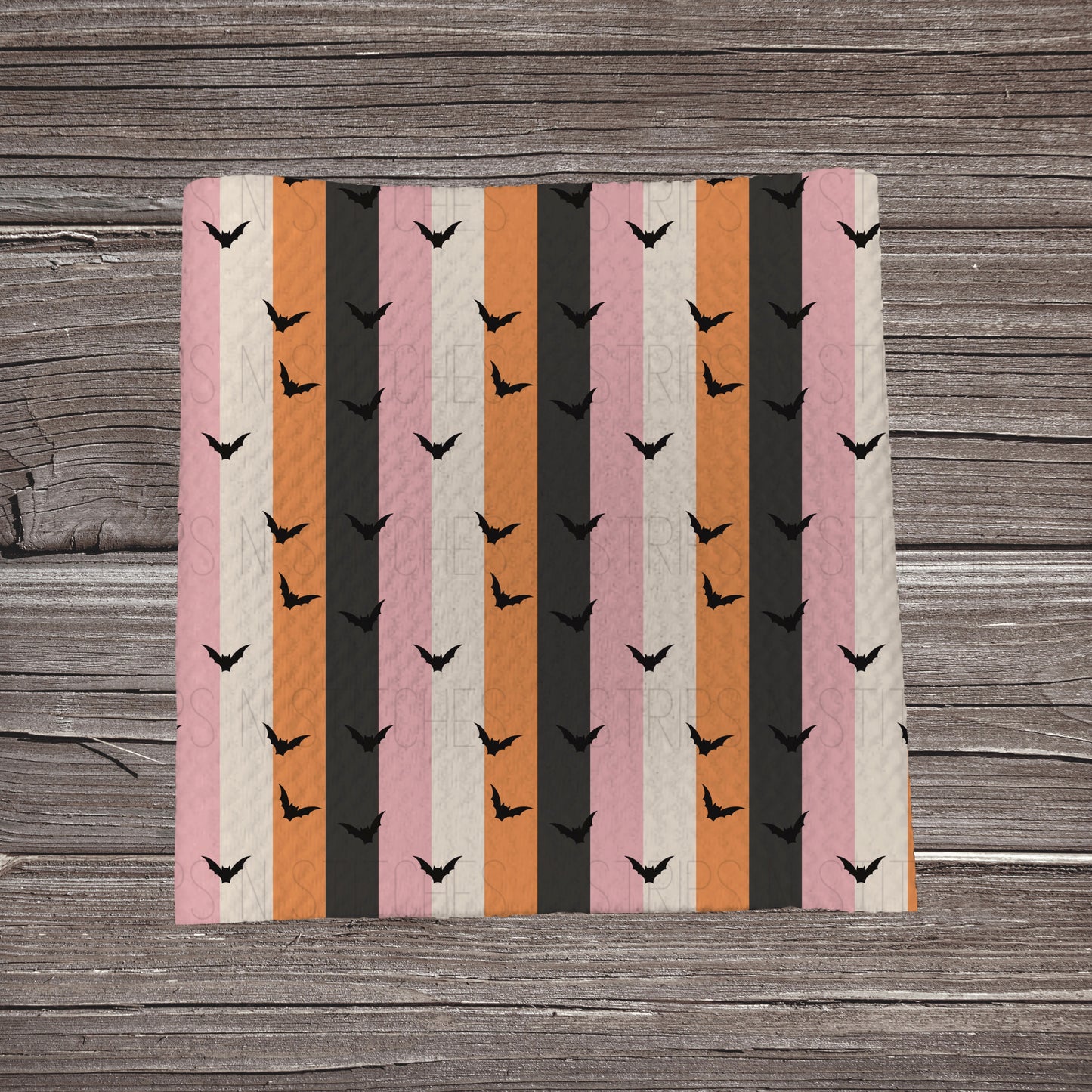 Pink, Orange & Black Striped Bats | Fabric Strip- Bow Making- Headwraps- Scrunchies