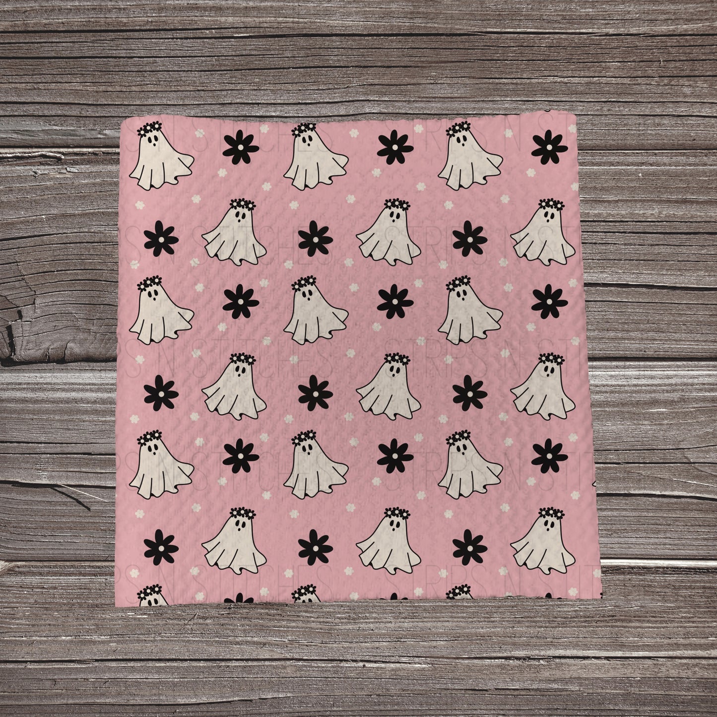 Black & Pink Ghosts & Flowers | Fabric Strip- Bow Making- Headwraps- Scrunchies