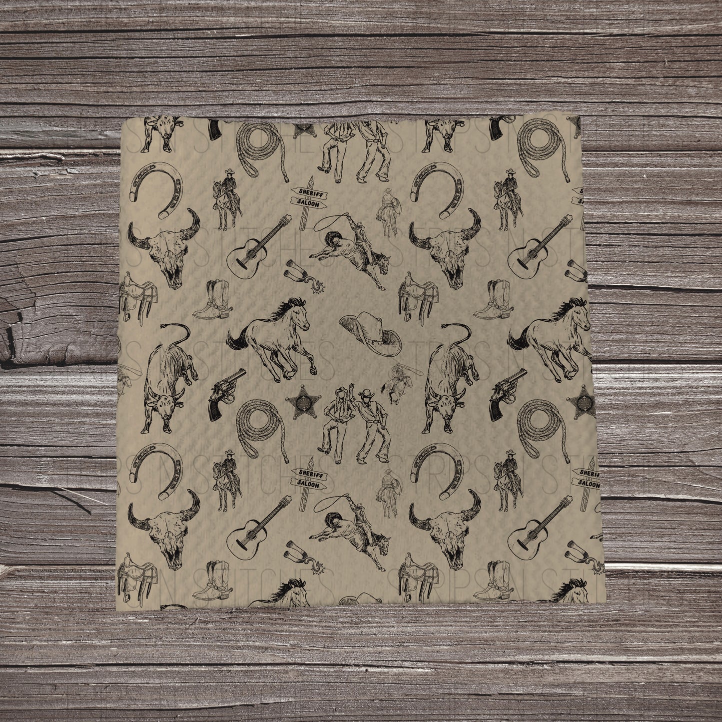 Tan Cowboy Scatter | Bullet Fabric Strip | Bow Making | Scrunchie | Headwraps