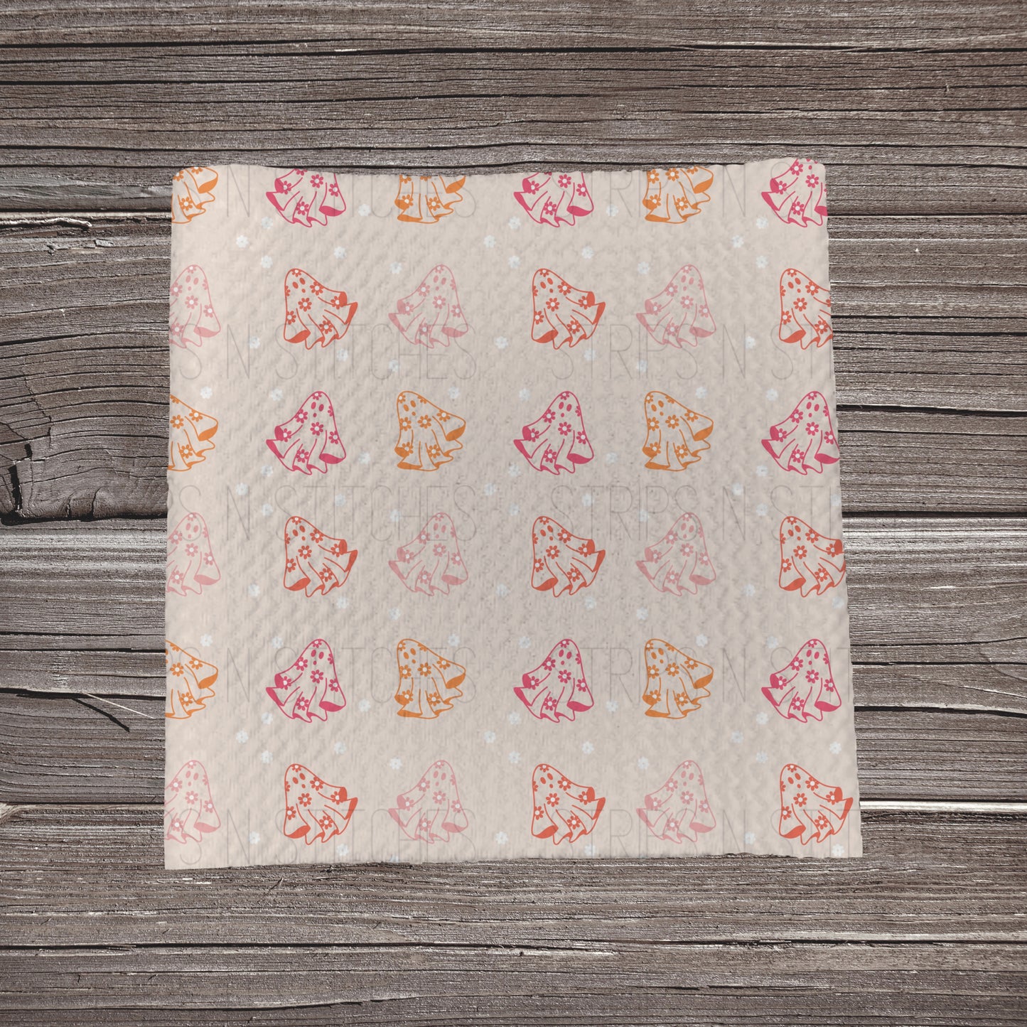 Pink & Orange Ghosts & Flowers | Bullet Fabric Strip | Bow Making | Scrunchie |