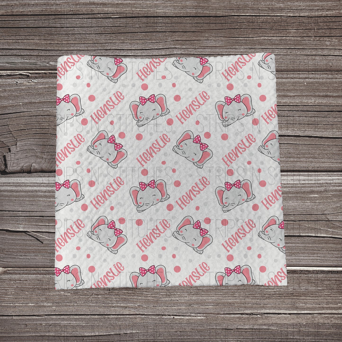 Sweet Elephants - CUSTOM NAME EXCLUSIVE | Bullet Fabric Strip | Bow Making | Scrunchie | Headwraps
