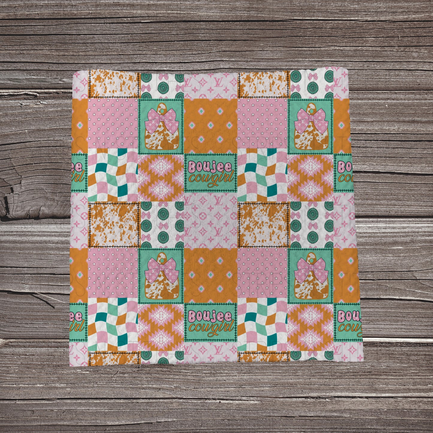 Pink & Turquoise Boujee Cowgirl Patchwork | Bullet Fabric Strip | Bow Making | Scrunchie |