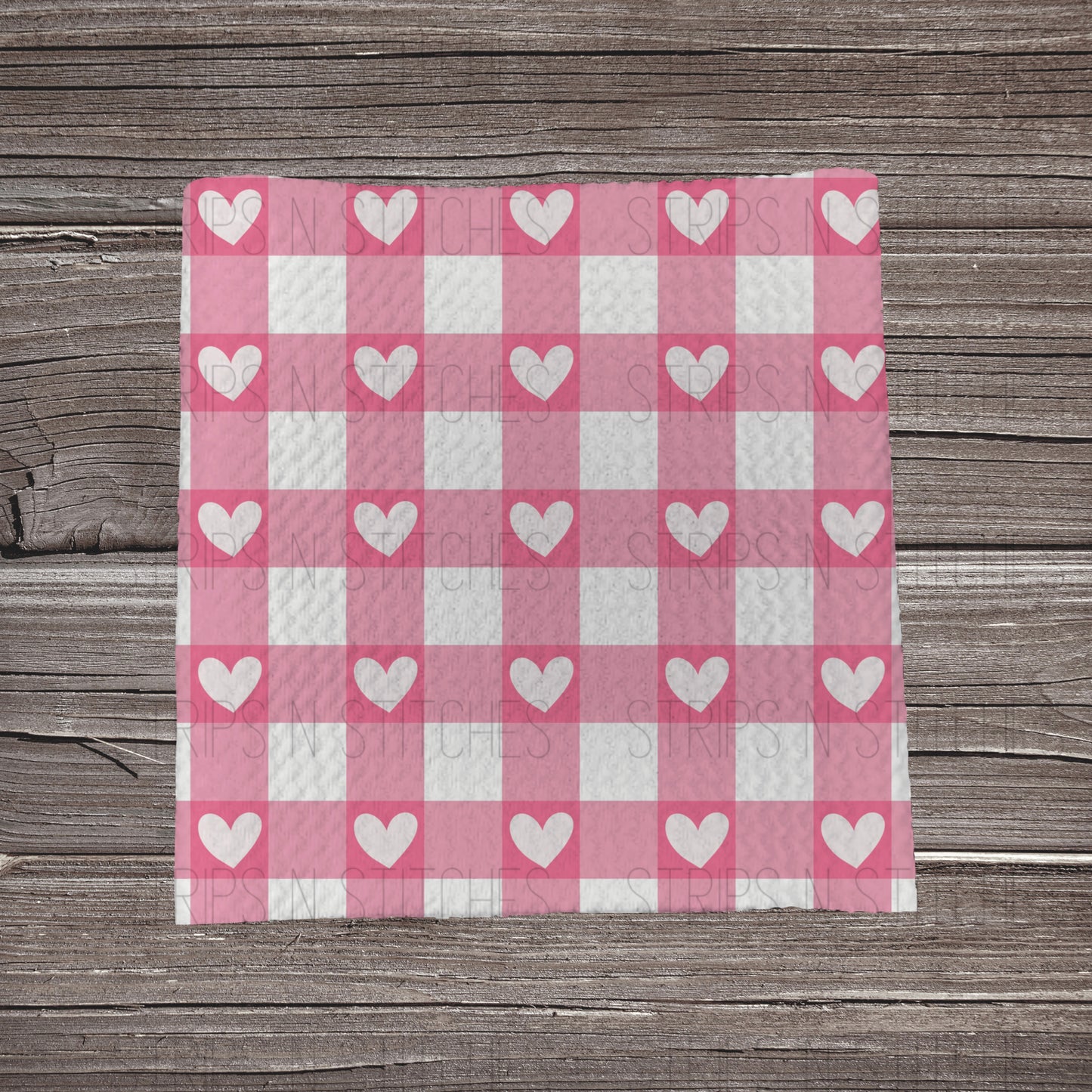 Pink Checkered Hearts EXCLUSIVE | Fabric Strip | Bow Making | Headwrap | Scrunchies