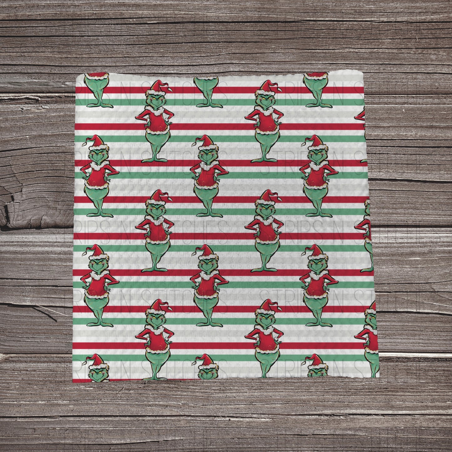 Red & Green Striped Mean Guy | Fabric Strip | Bow Making | Headwrap | Scrunchies