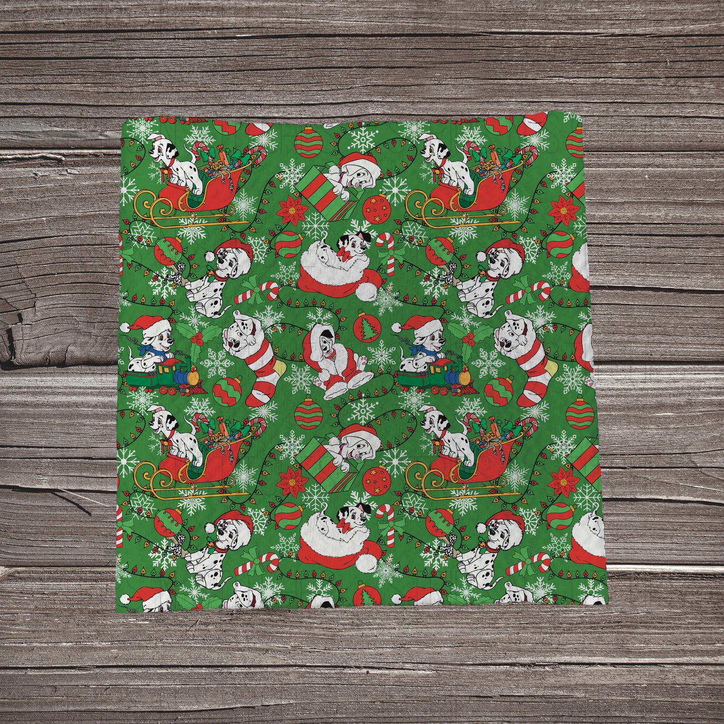 Christmas Dalmatians- Green | Bullet Fabric Strip | Bow Making | Scrunchie | Headwraps