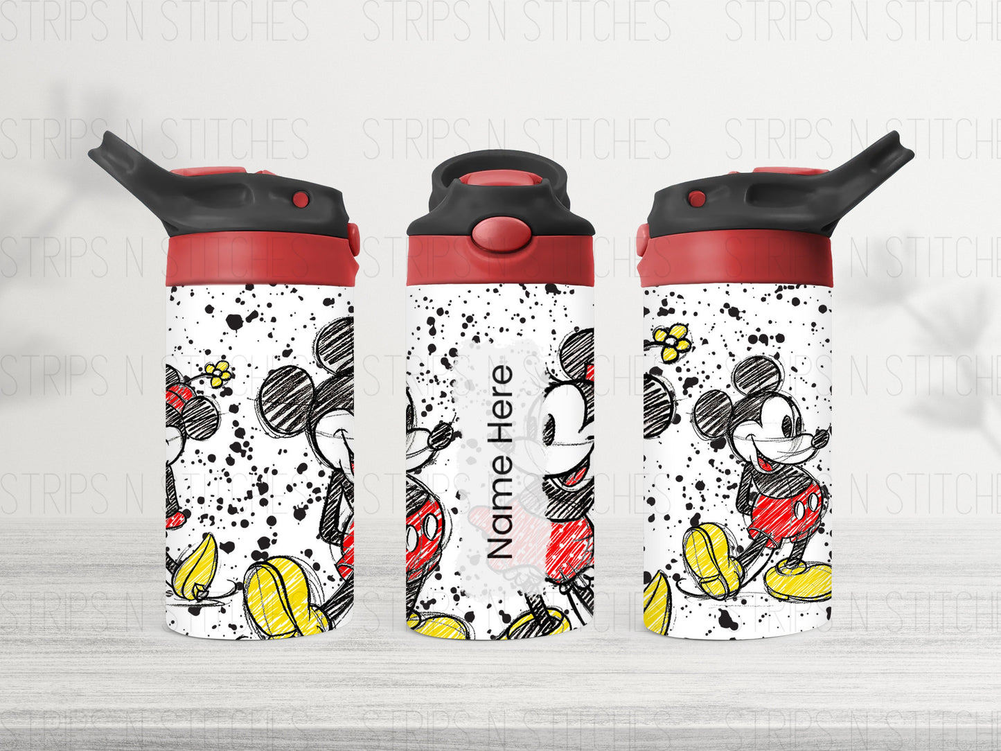 Sketch Mouse - *Personalized* 12 Oz Flip Top Kids Tumbler- Spillproof - Stainless Steel