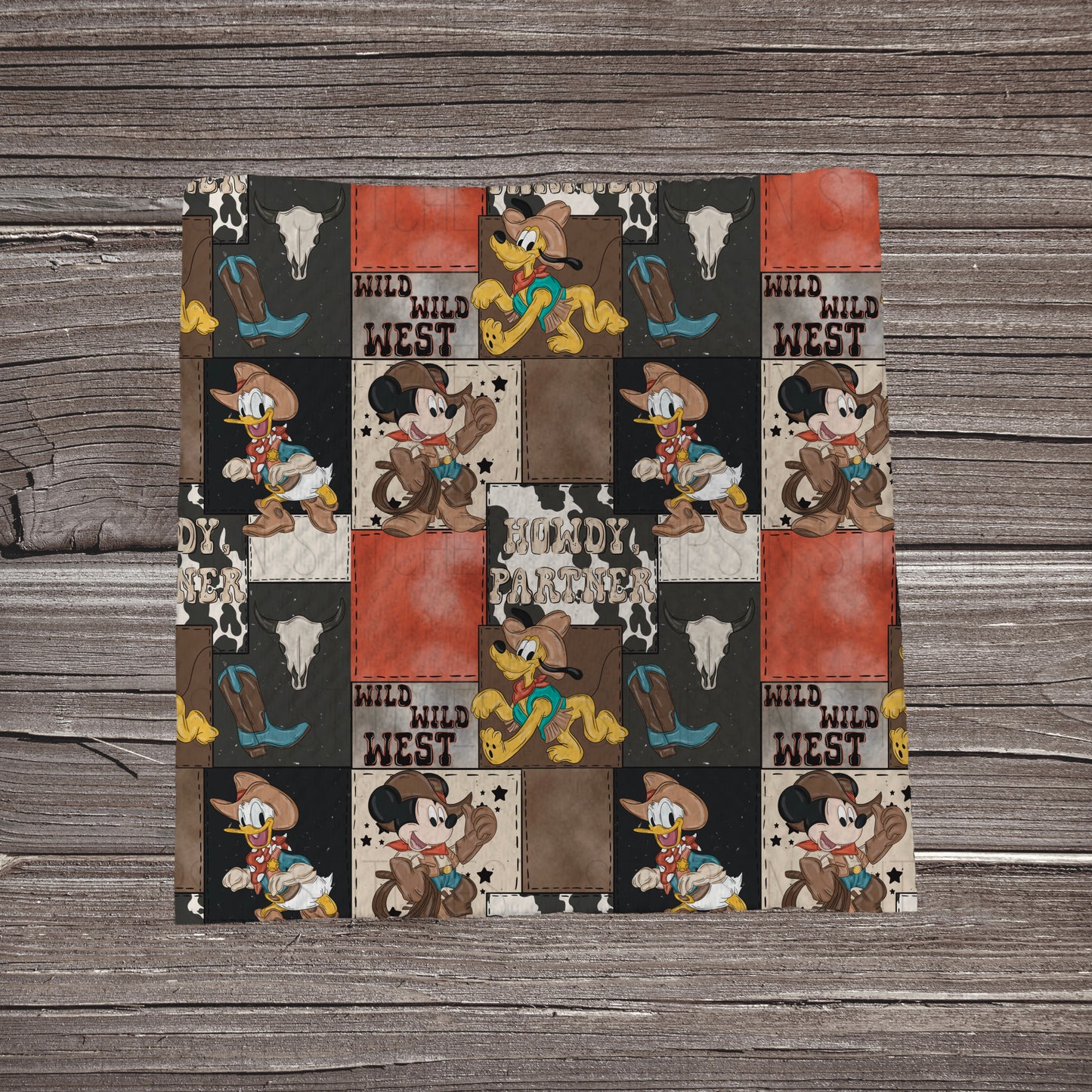 Yeehaw Mickey Patchwork | Fabric Strip- Bow Making- Headwraps- Scrunchies
