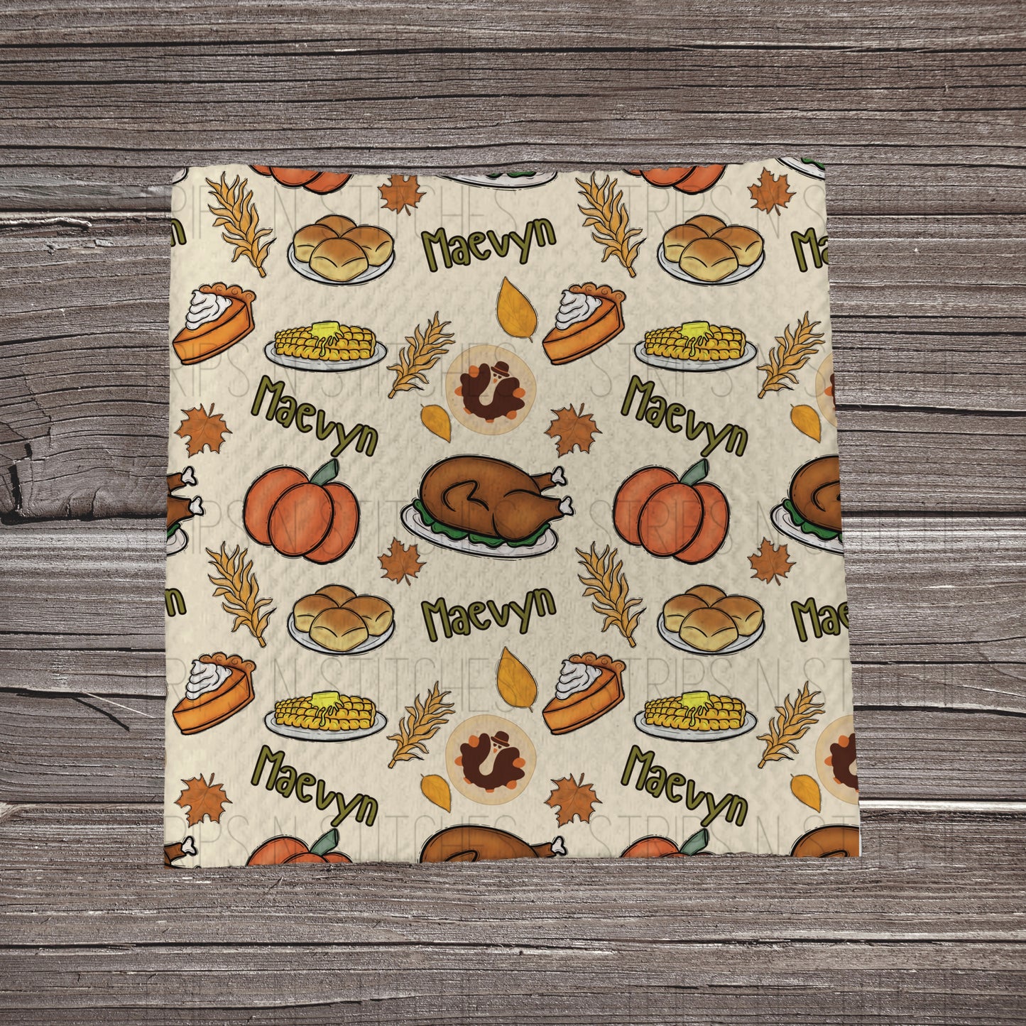 Thanksgiving Dinner CUSTOM NAME | Bullet Fabric Strip | Bow Making | Scrunchie | Headwraps