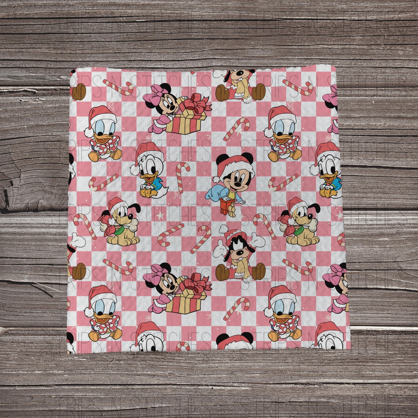 Pink Checkered Christmas Magic | Fabric Strip- Bow Making- Headwrap- Scrunchies