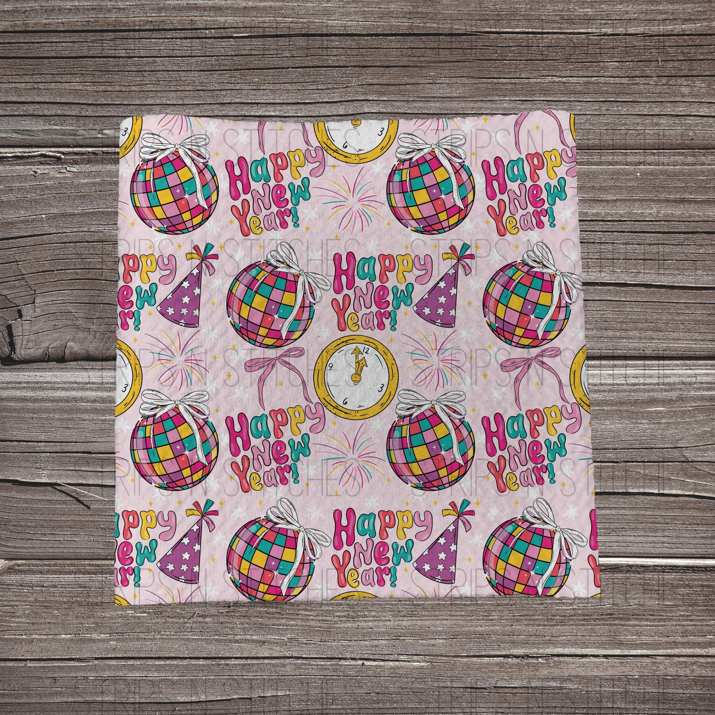 Happy New Year- Pink | Fabric Strip- Bow Making- Headwra