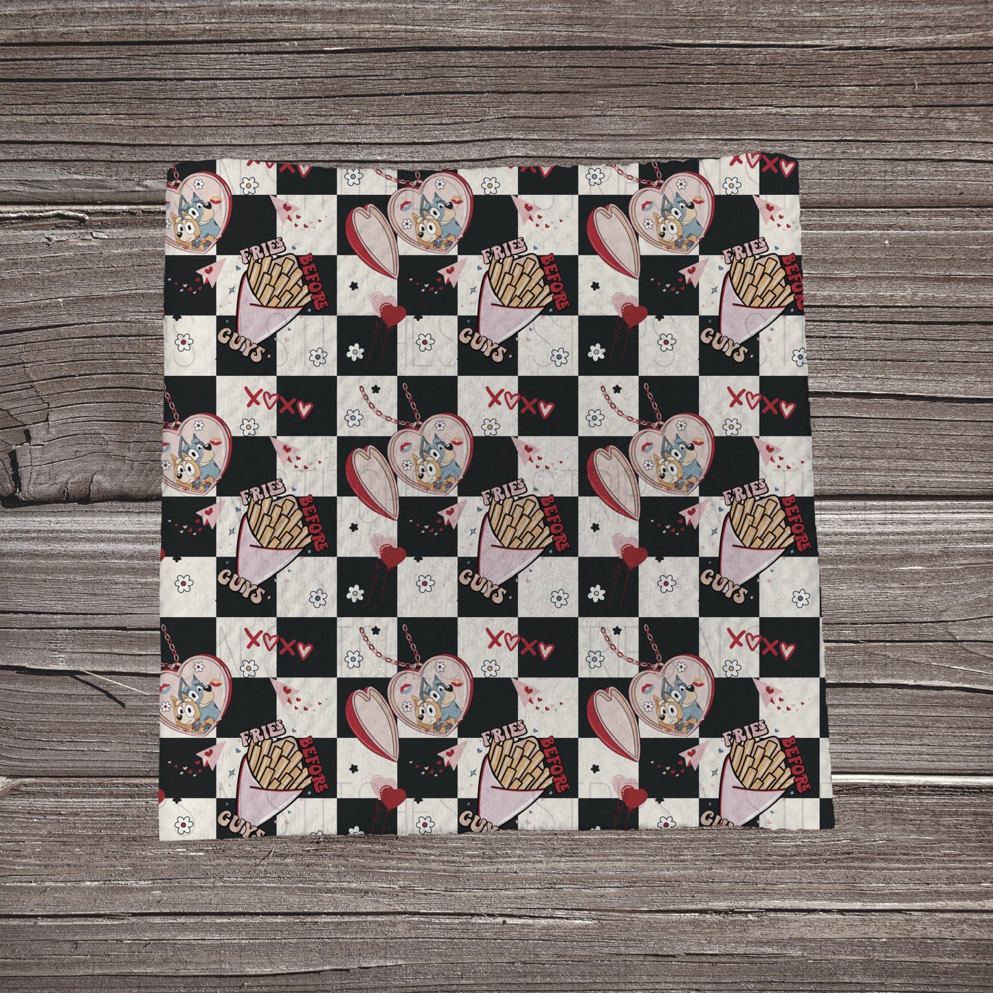 Checkered Fries Before Guys | Fabric Strip- Bow Making- Headwrap- Scrunchies