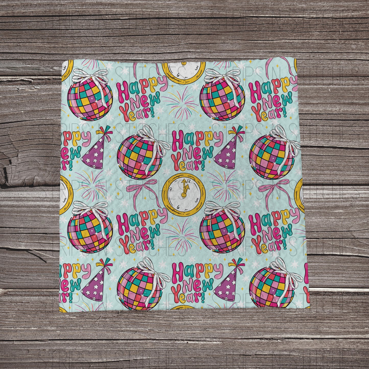 Happy New Year- Blue | Fabric Strip- Bow Making- Headwra