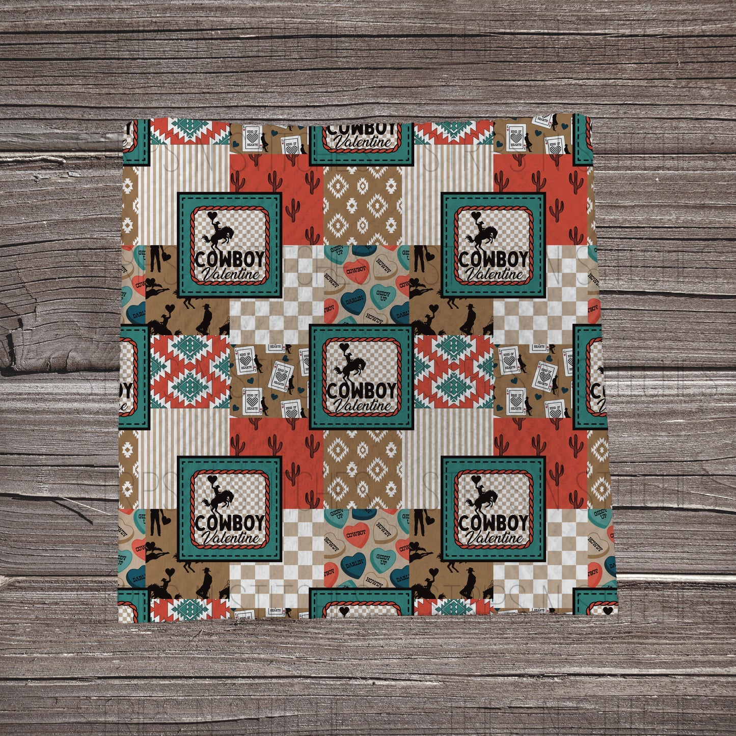 Cowboy Valentine Patchwork | Fabric Strip- Bow Making- Headwra