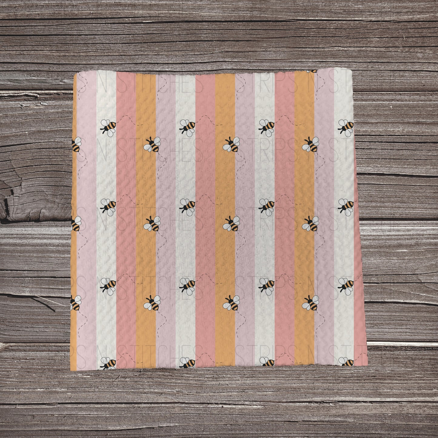Pink & Orange Striped Bees | Fabric Strip- Bow Making- Headwrap- Scrunchies