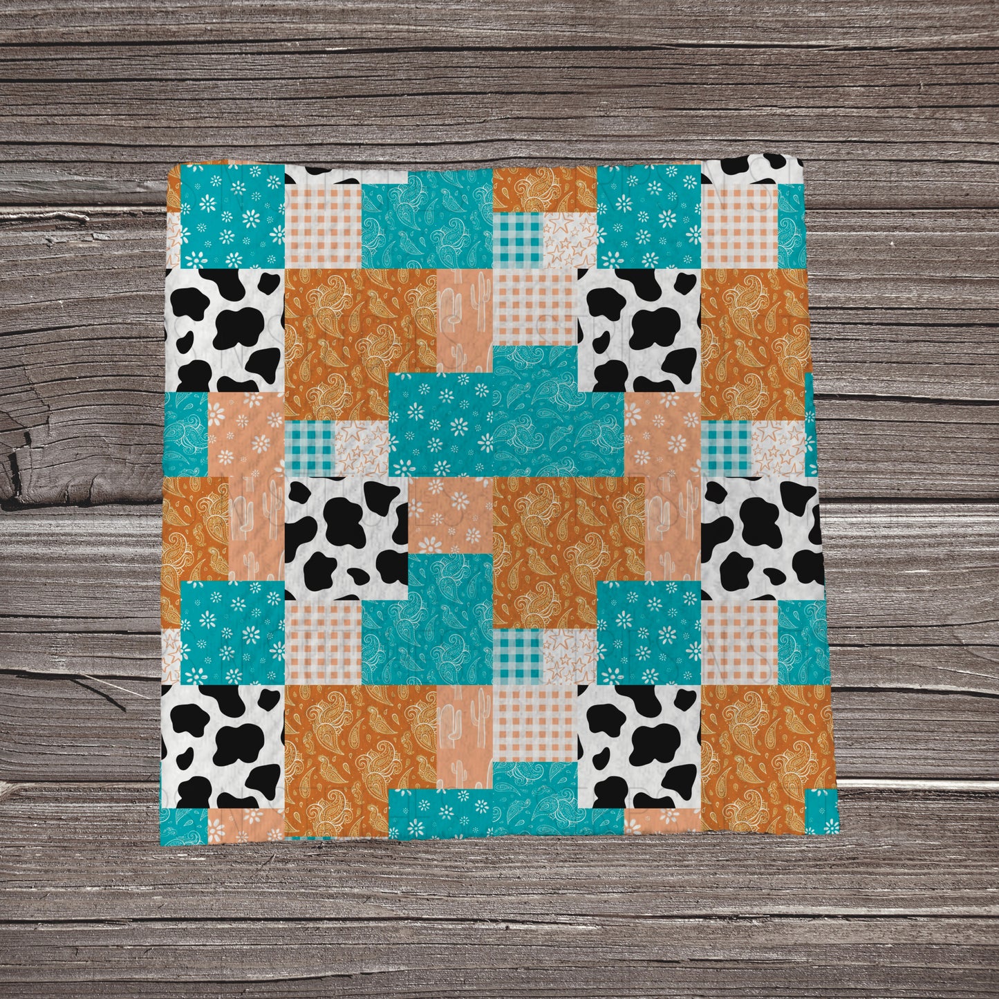 Gold & Turqouise Western Patchwork | Bullet Fabric Strip | Bow Making | Scrunchie | Headwraps