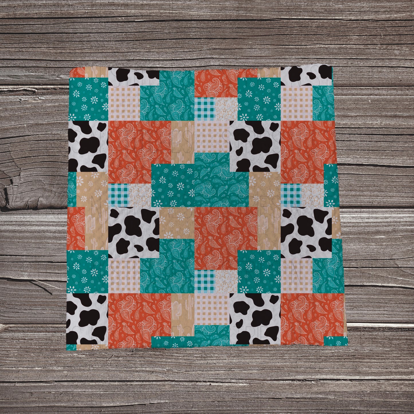 Rust & Turquoise Western Patchwork | Bullet Fabric Strip | Bow Making | Scrunchie | Headwraps