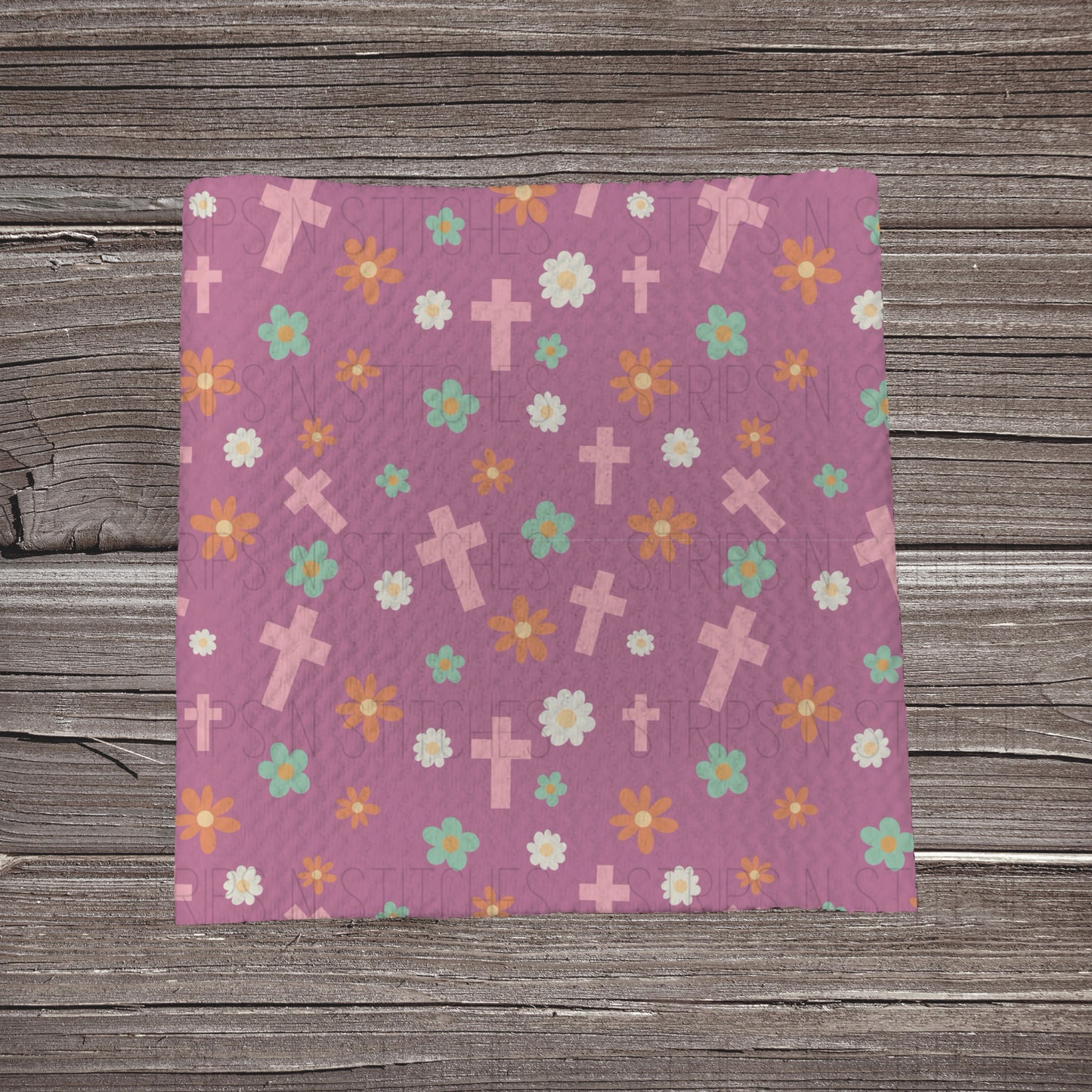 Purple Crosses & Flowers | Bullet Fabric Strip | Bow Making | Scrunchie | Headwraps