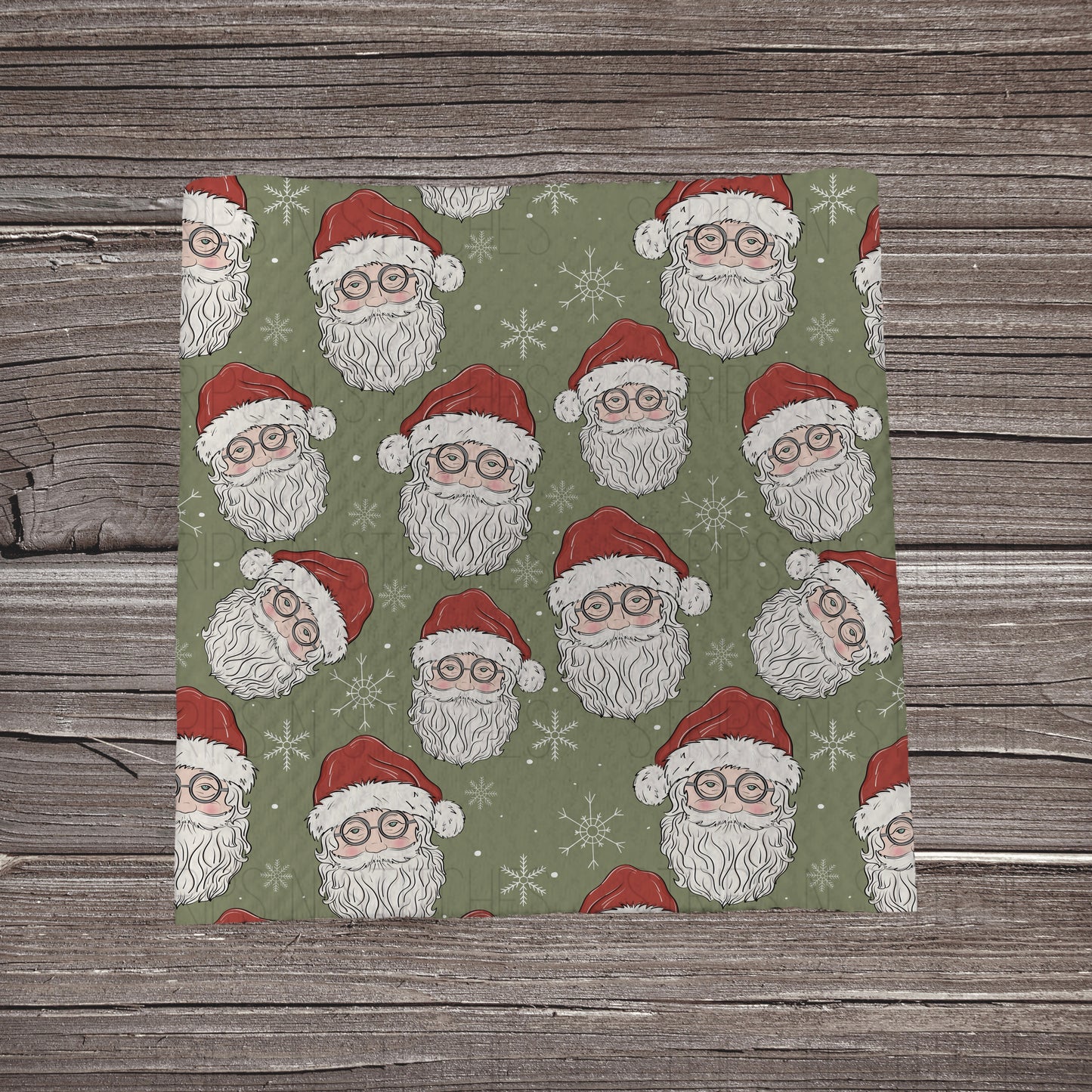 Santa Faces Green | Bullet Fabric Strip | Bow Making | Scrunchie | Headwraps