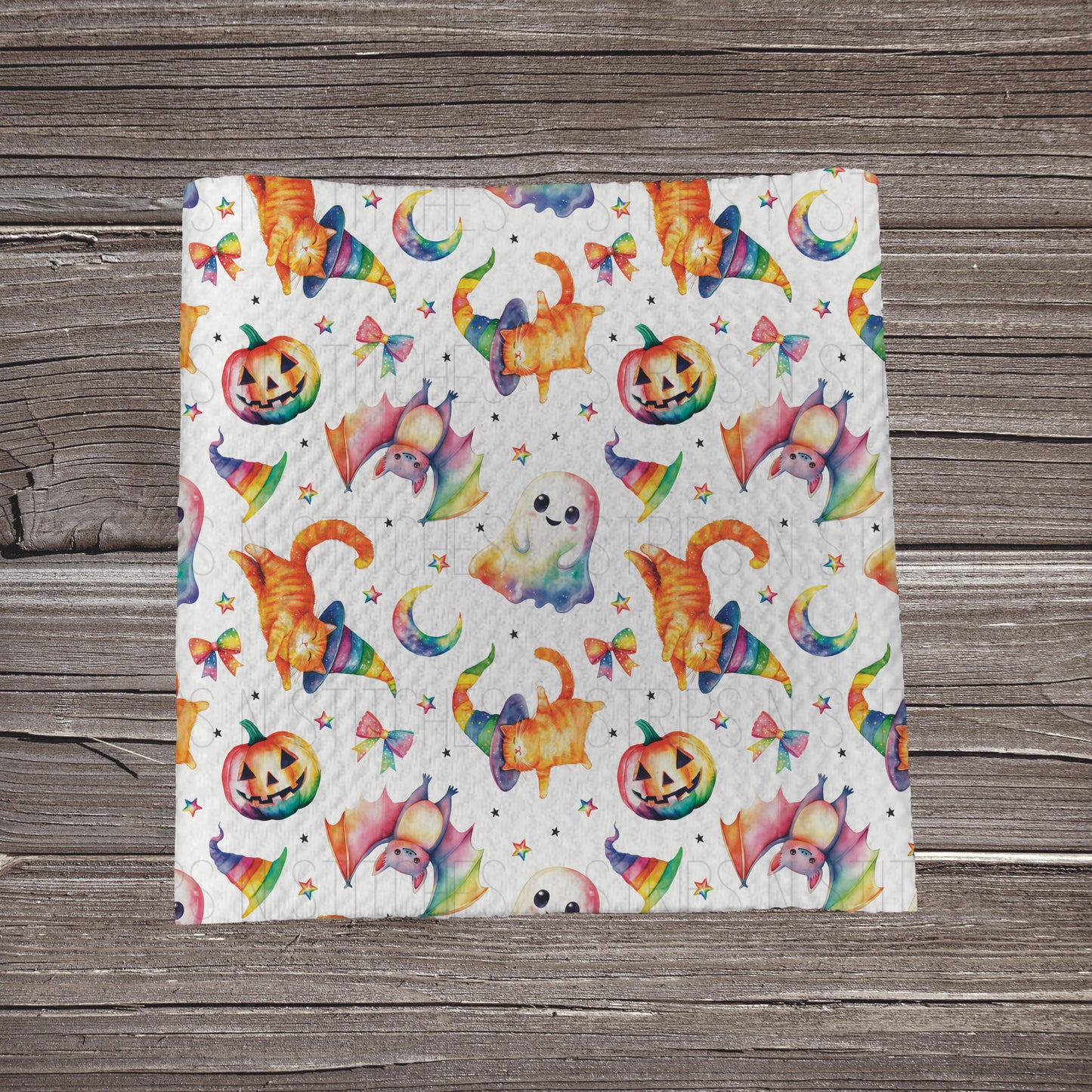 Rainbow Watercolor Halloween | Fabric Strip- Bow Making- Headwraps- Scrunchies
