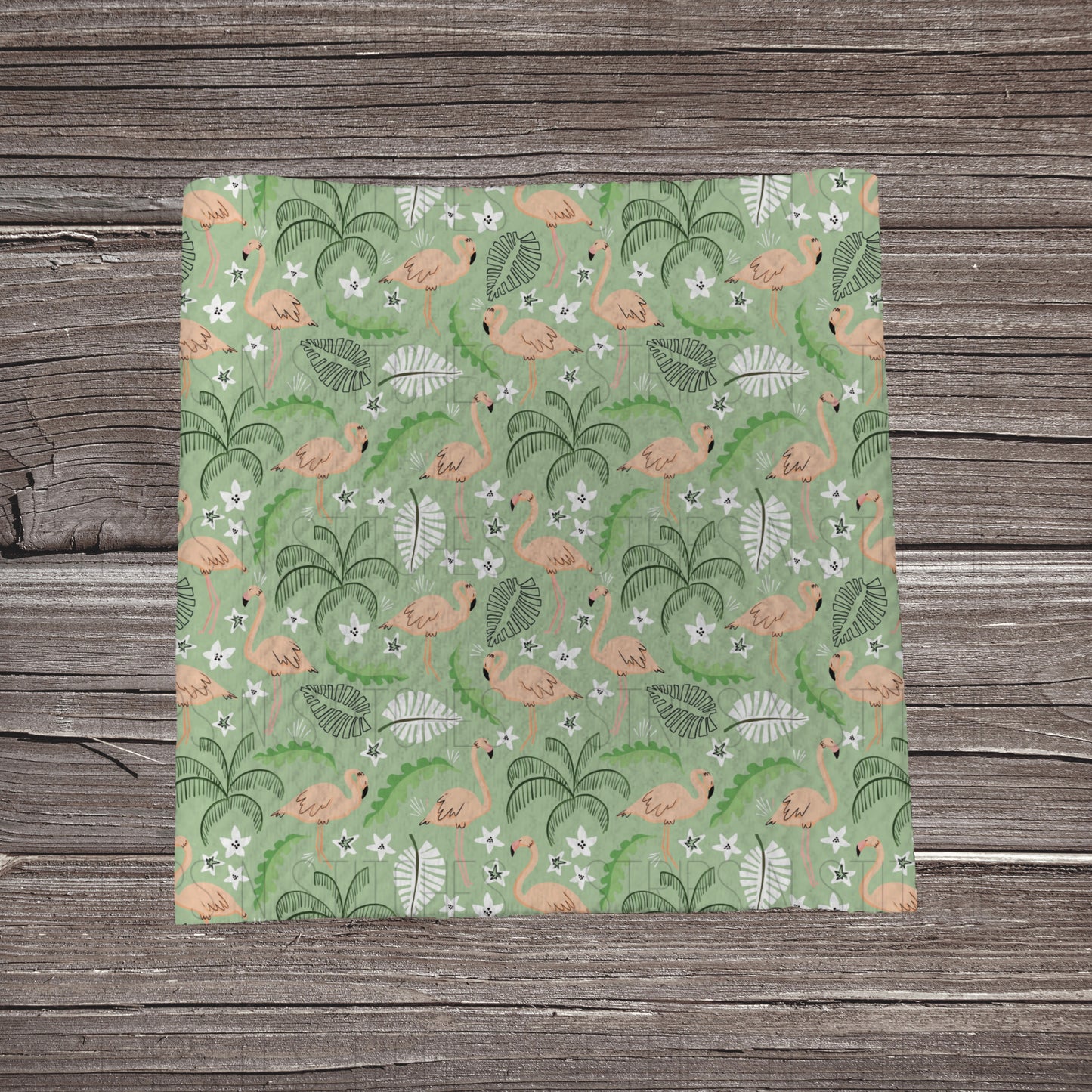 Sketchy Flamingos - Green | Fabric Strip- Bow Making- Headwraps- Scrunchies