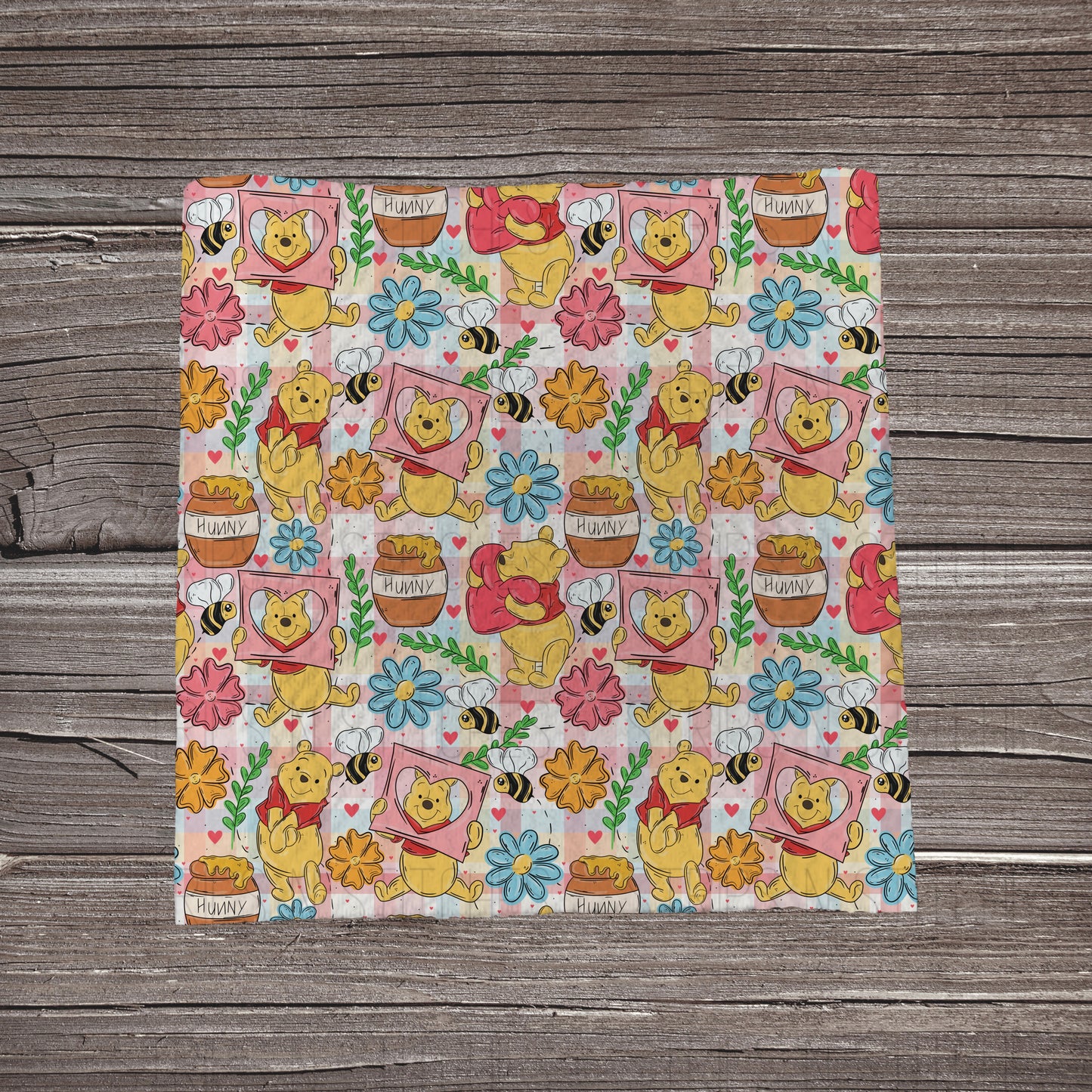 Pink Plaid Spring Sweet Bear Scatter | Bullet Fabric Strip | Bow Making | Scrunchie | Headwraps