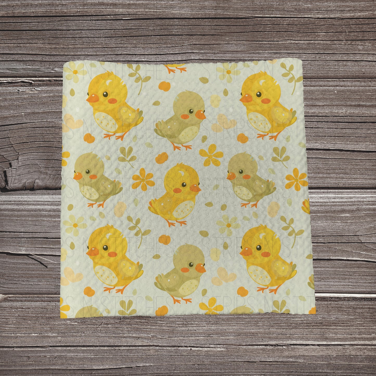 Chicks & Flowers- Yellow | Fabric Strip- Bow Making- Headwraps- Scrunchies