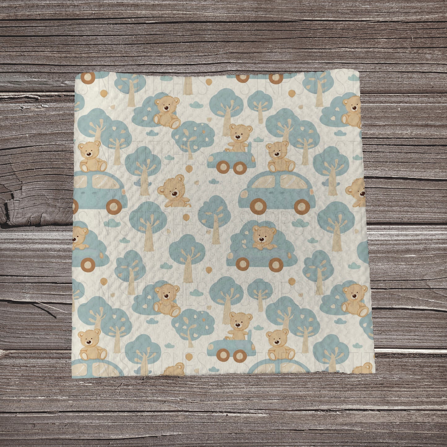 Bears in Cars | Fabric Strip- Bow Making- Headwraps- Scrunchies