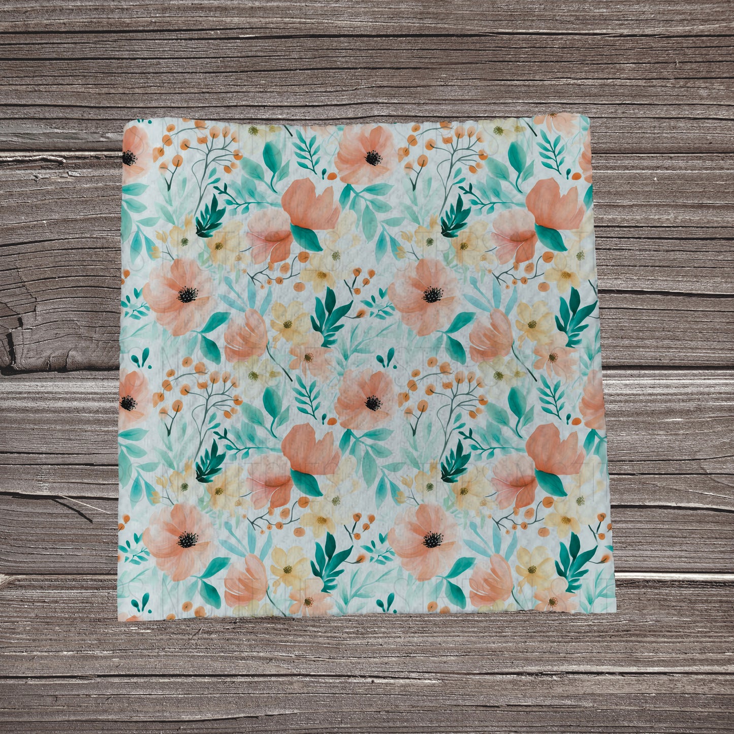 Peach, Yellow & Turquoise Floral | Fabric Strip- Bow Making- Headwraps- Scrunchies