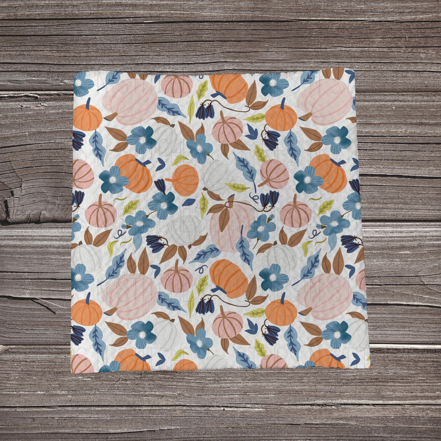 Pumpkins & Blue Floral | Fabric Strip- Bow Making- Headwraps- Scrunchies