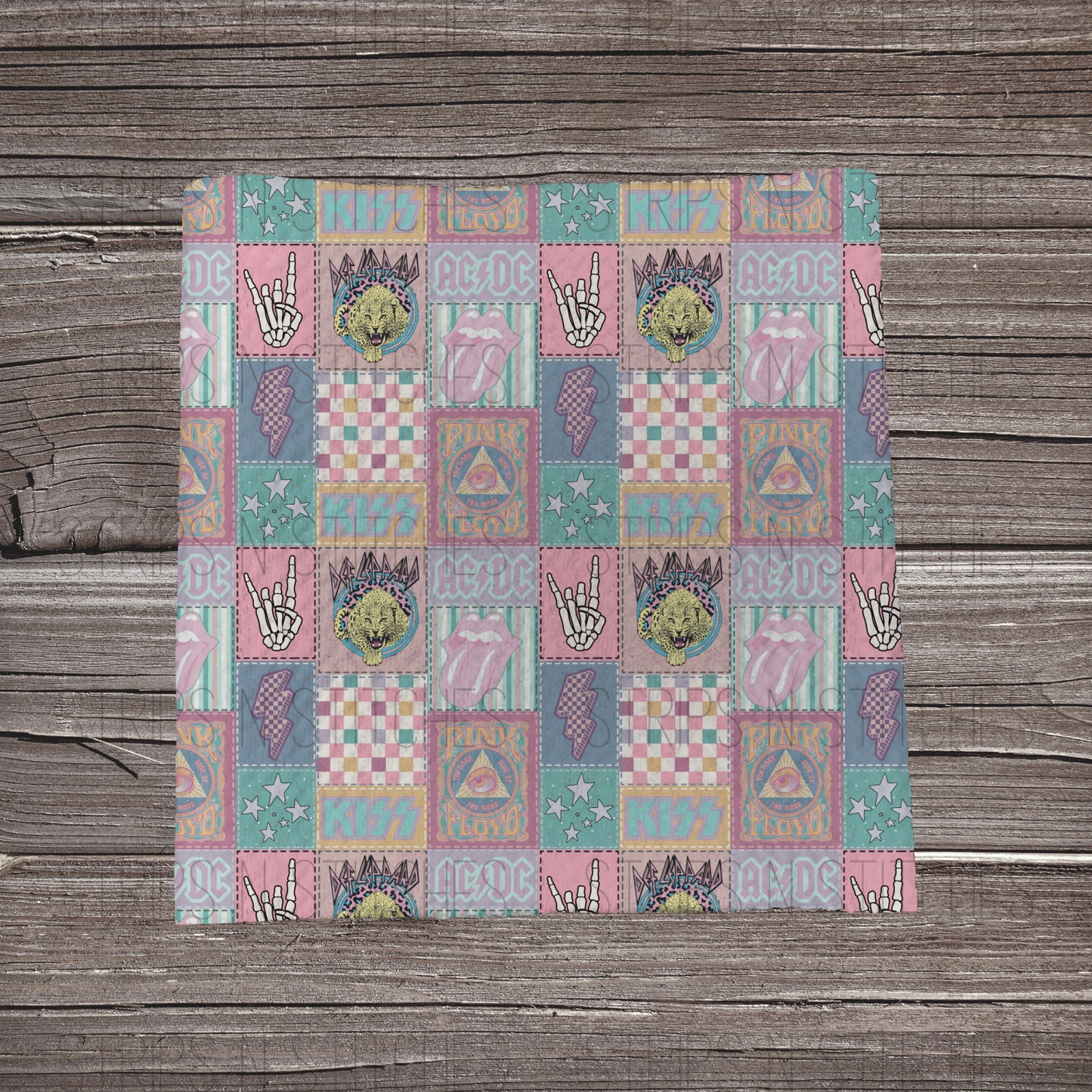 Pastel Rock Band Patchwork | Bullet Fabric Strip | Bow Making | Scrunchie | Headwraps