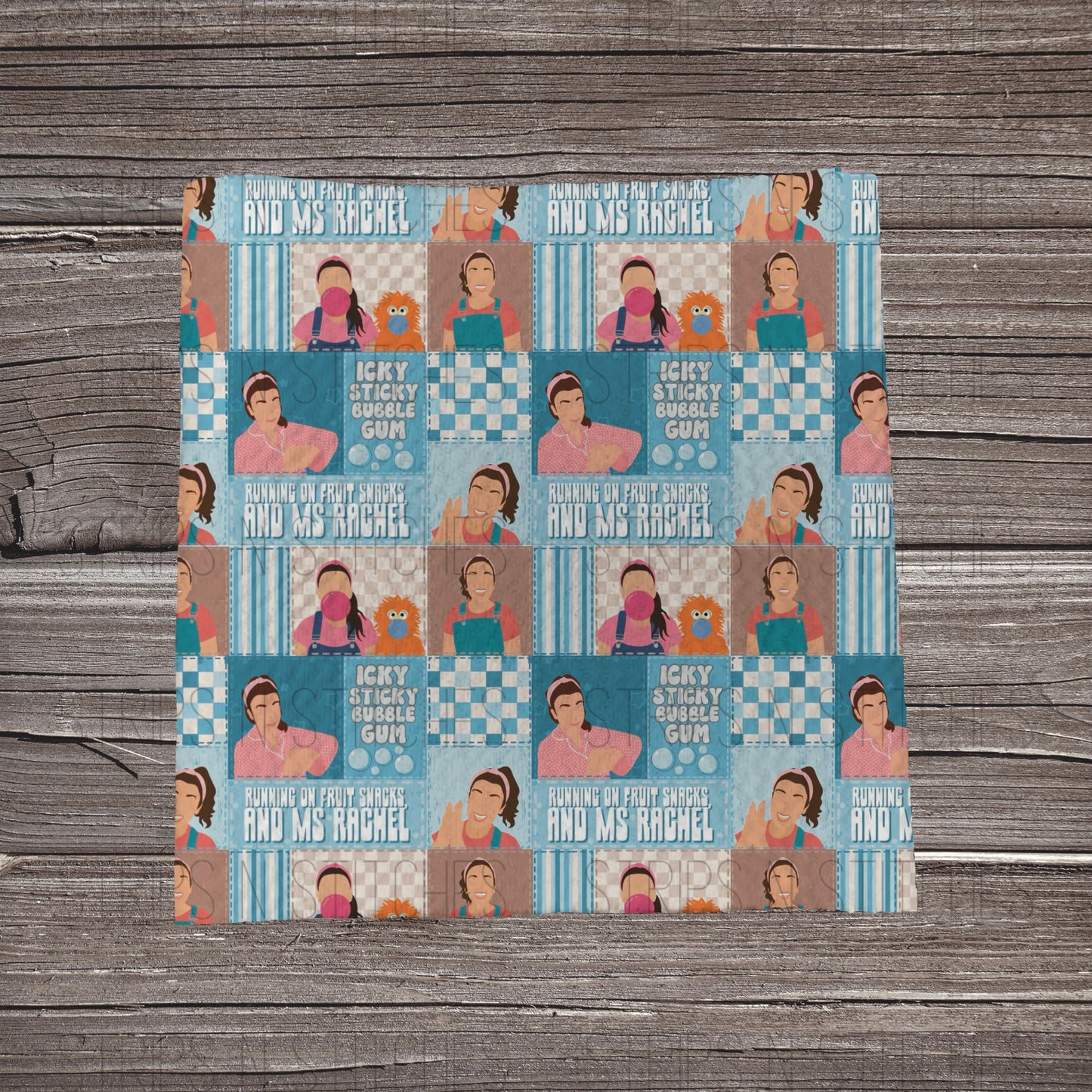 Icky Sticky Blue Patchwork | Bullet Fabric Strip | Bow Making | Scrunchie | Headwraps