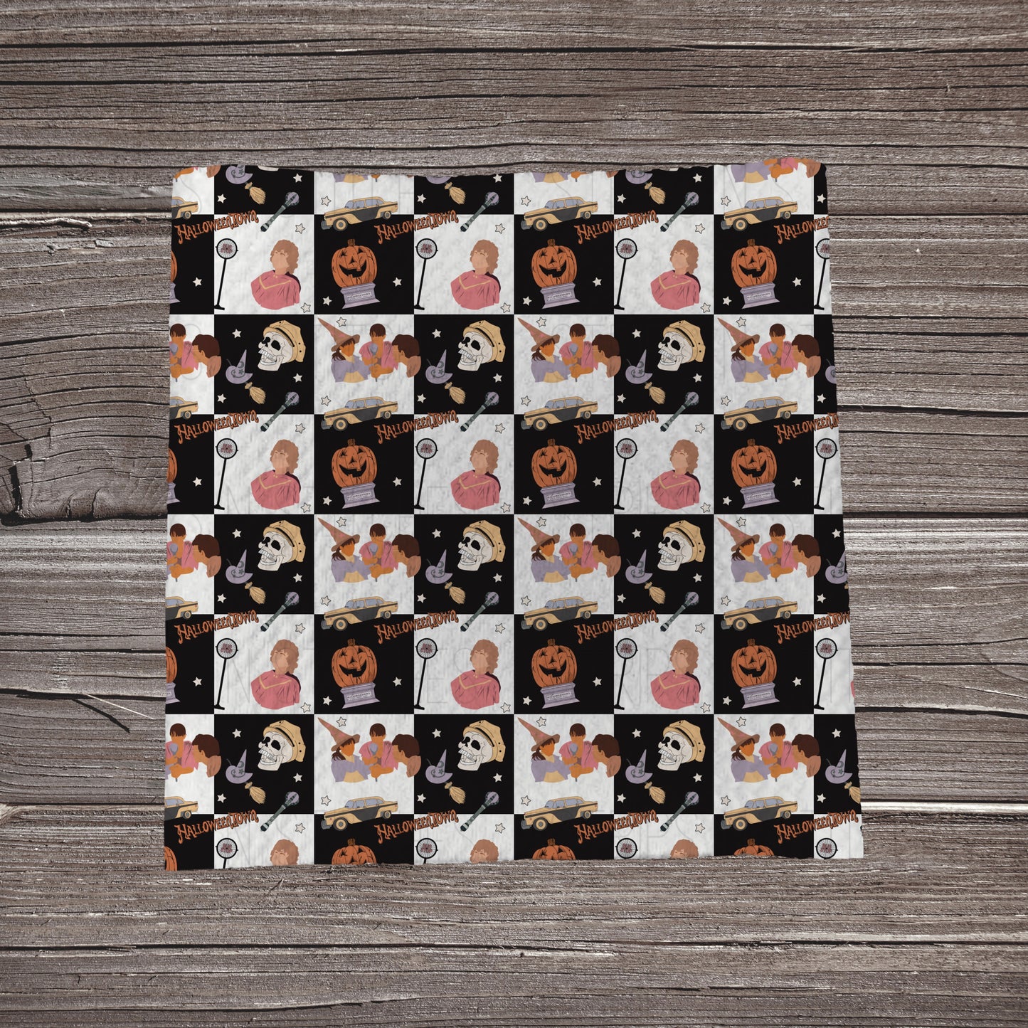 Black & White Checkered Halloweentown | Fabric Strip- Bow Making- Headwraps- Scrunchies