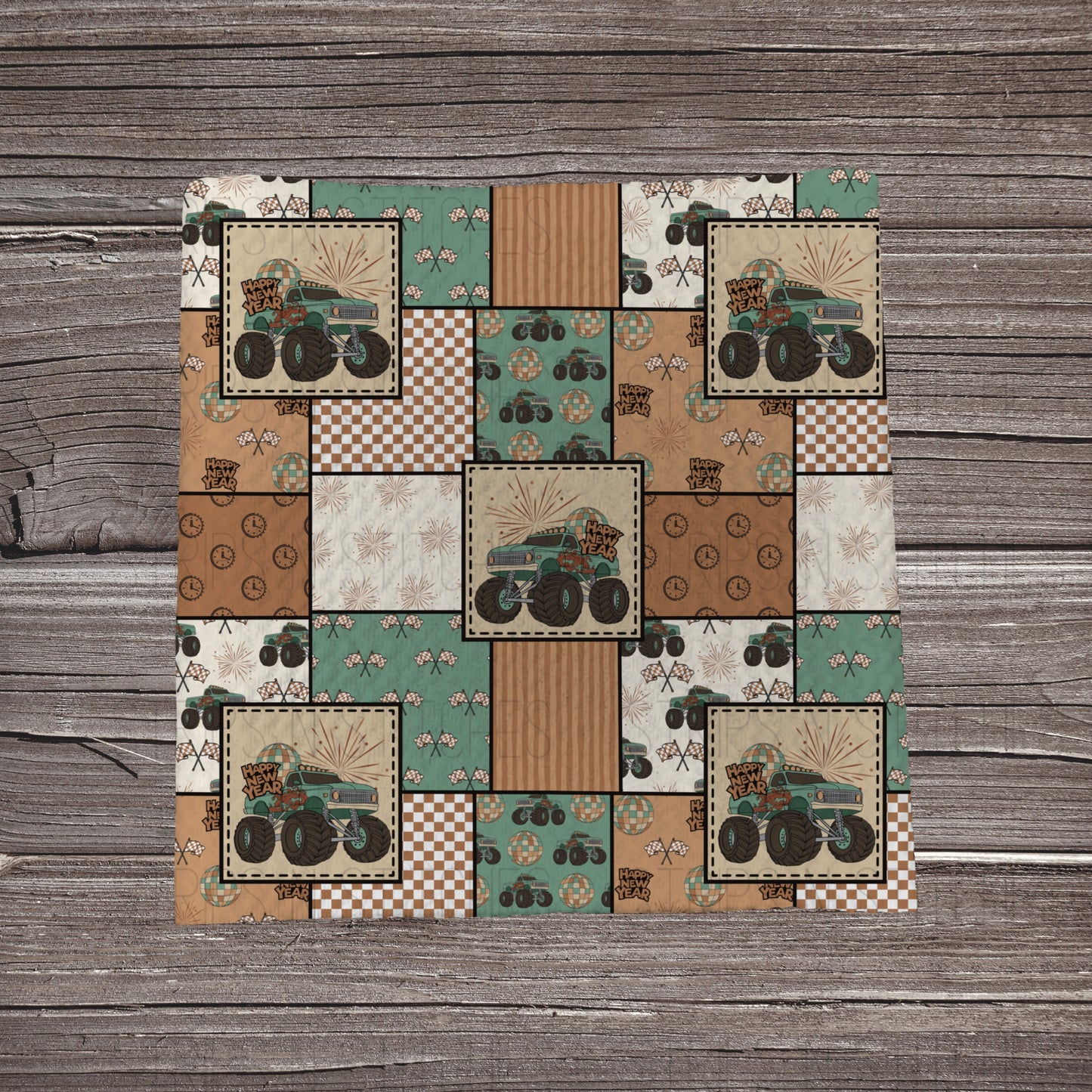 New Year Monster Truck Patchwork | Bullet Fabric Strip | Bow Making | Scrunchie | Headwraps