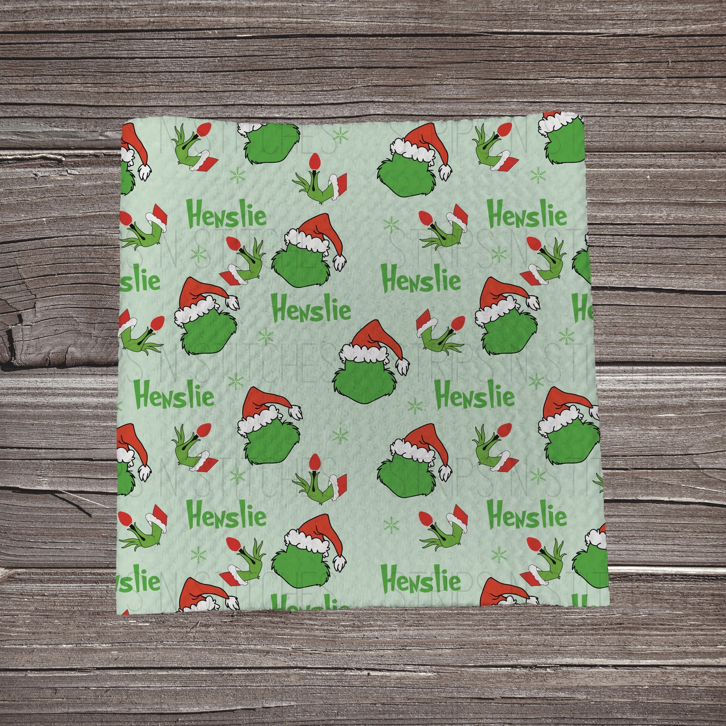 Grinch - CUSTOM NAME | Bullet Fabric Strip | Bow Making | Scrunchie | Headwraps