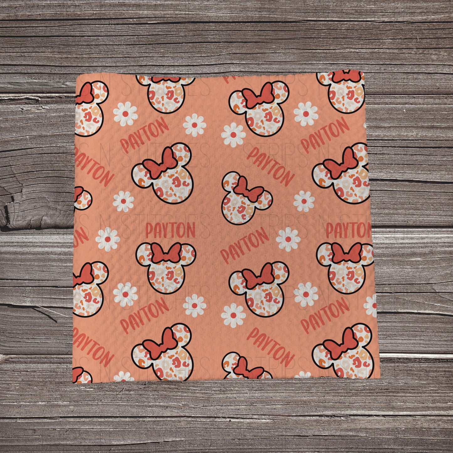Cheetah Mouse Heads - CUSTOM NAME | Bullet Fabric Strip | Bow Making | Scrunchie | Headwraps
