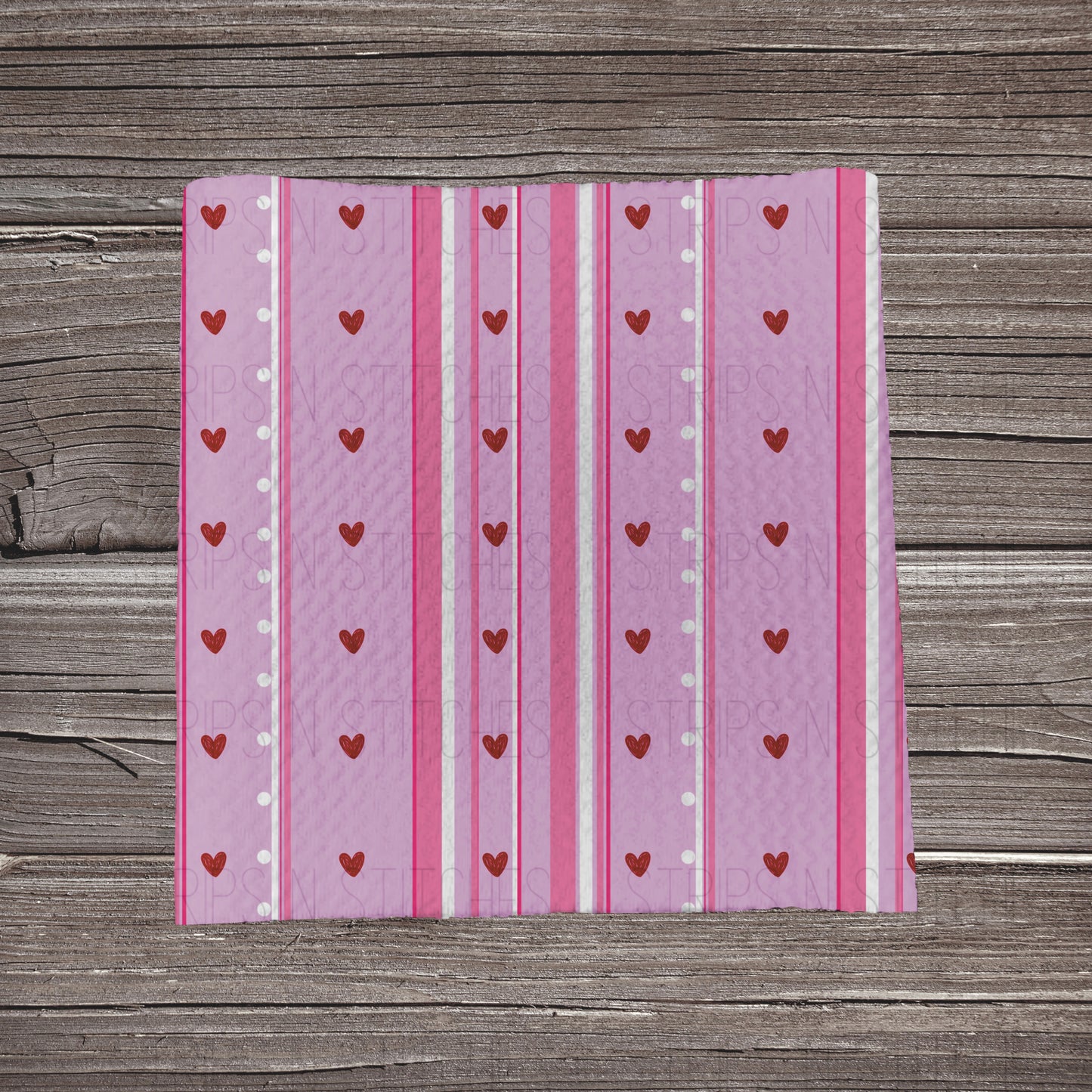 Striped Pink Hearts | Bullet Fabric Strip | Bow Making | Scrunchie | Headwraps