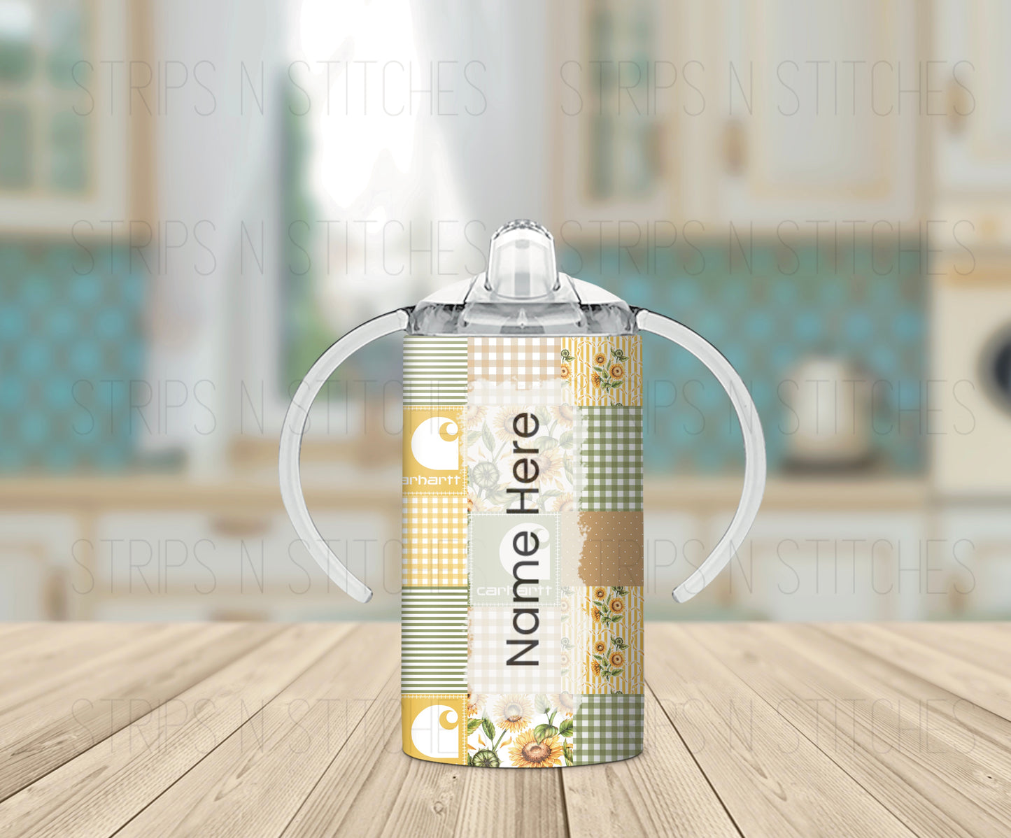 Sunflower Carthartt Patchwork | Grow with Me Tumbler- 12oz- Two Lids