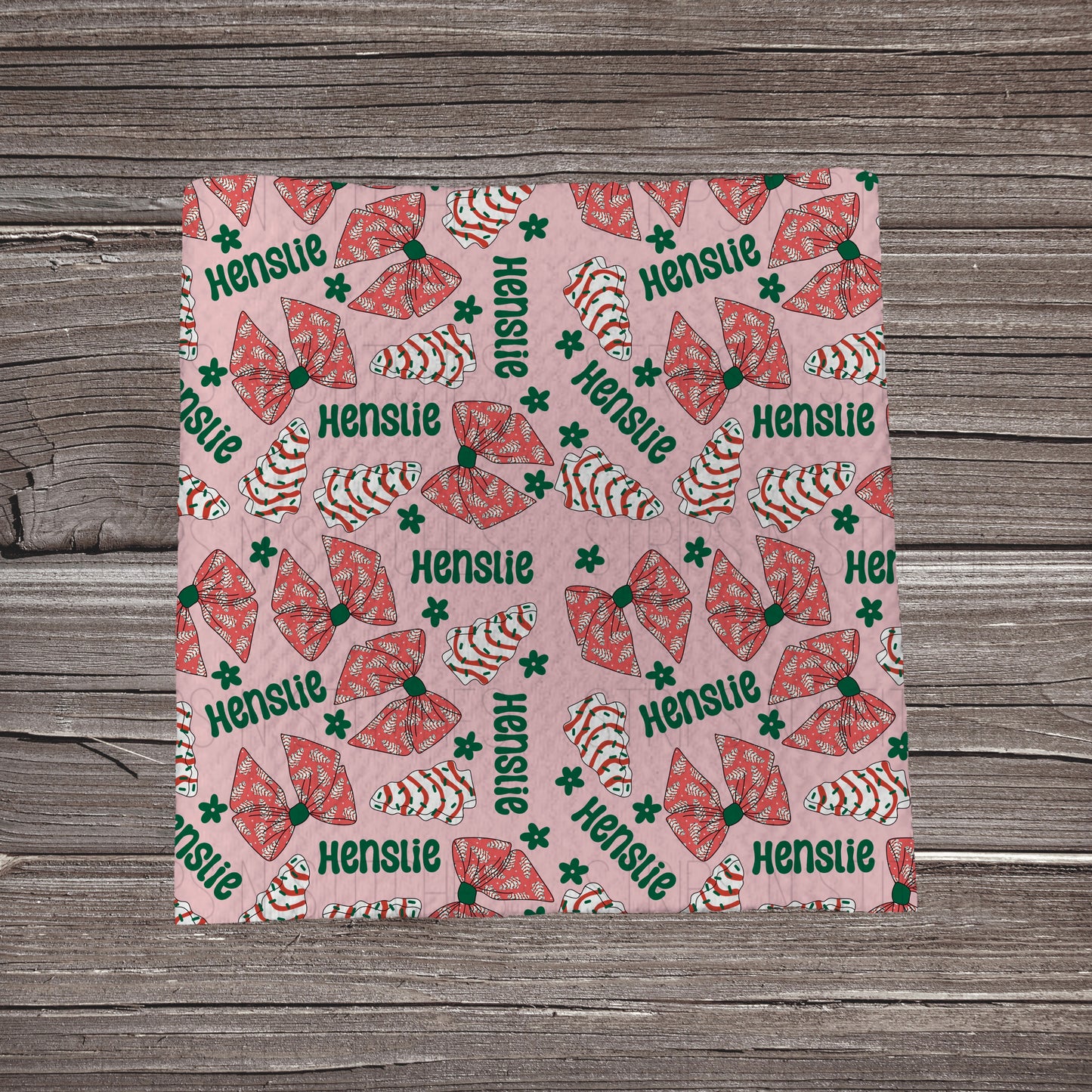 Bows & Tree Snacks - CUSTOM NAME | Bullet Fabric Strip | Bow Making | Scrunchie | Headwraps