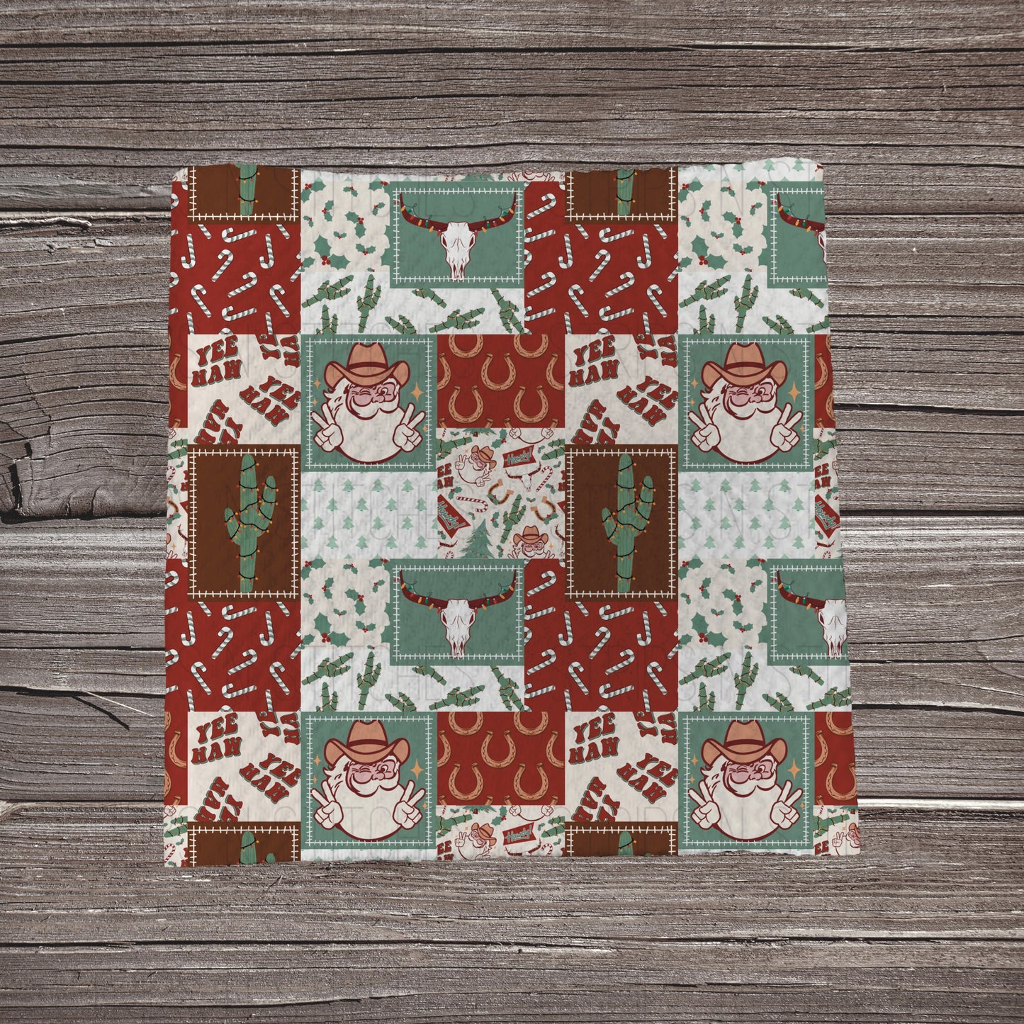 Yeehaw Christmas Patchwork - Red | Fabric Strip- Bow Making | Headwraps