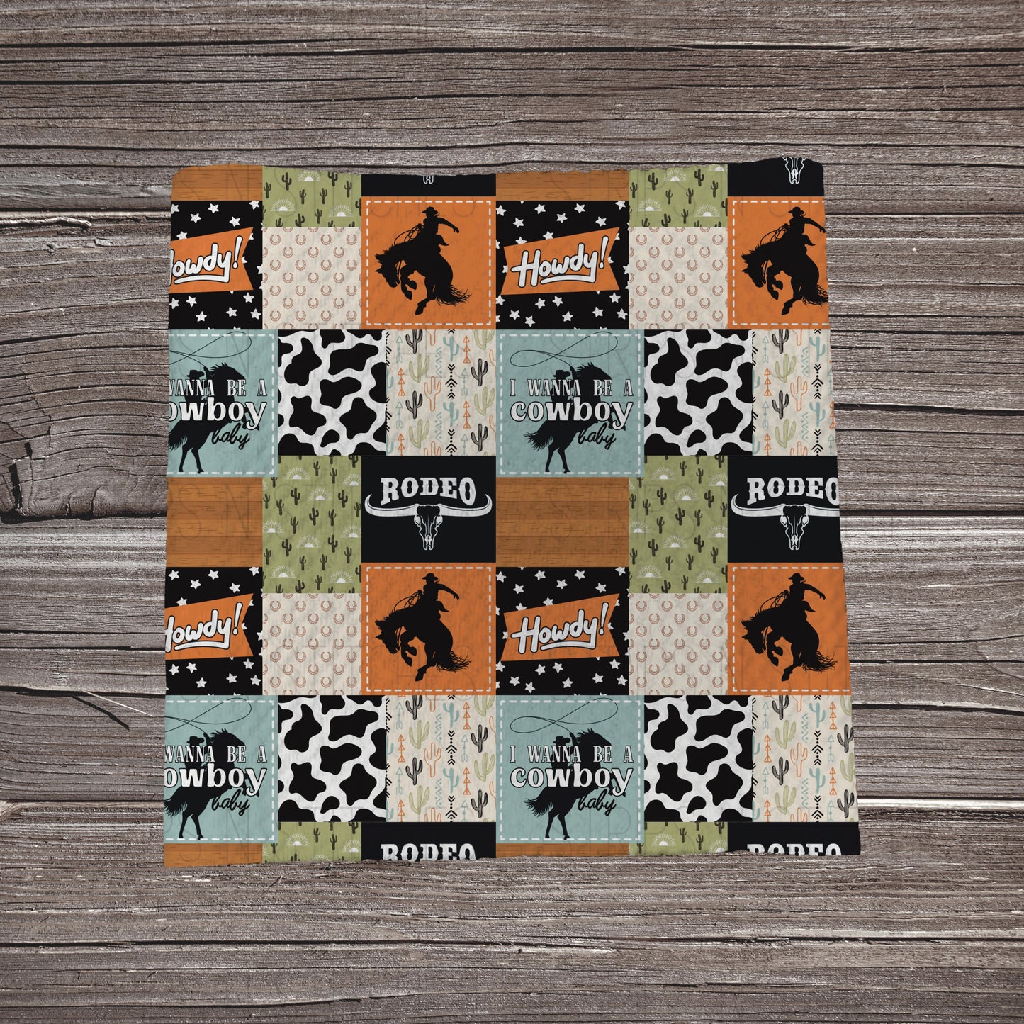 Rodeo Cowboy Patchwork | Fabric Strip- Bow Making | Headwraps