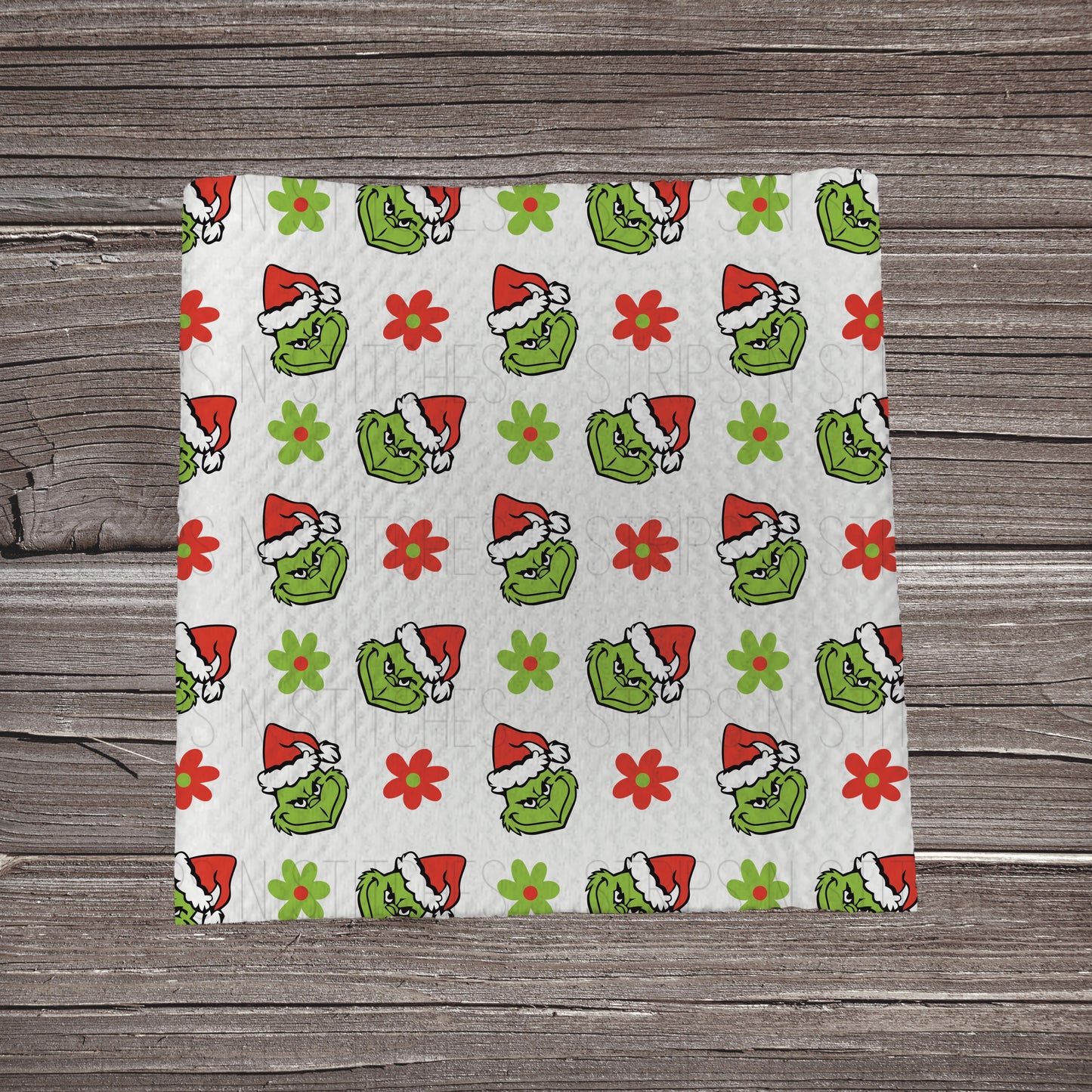 Mr. Grinch & Flowers | Fabric Strip- Bow Making- Headwrap- Scrunchie