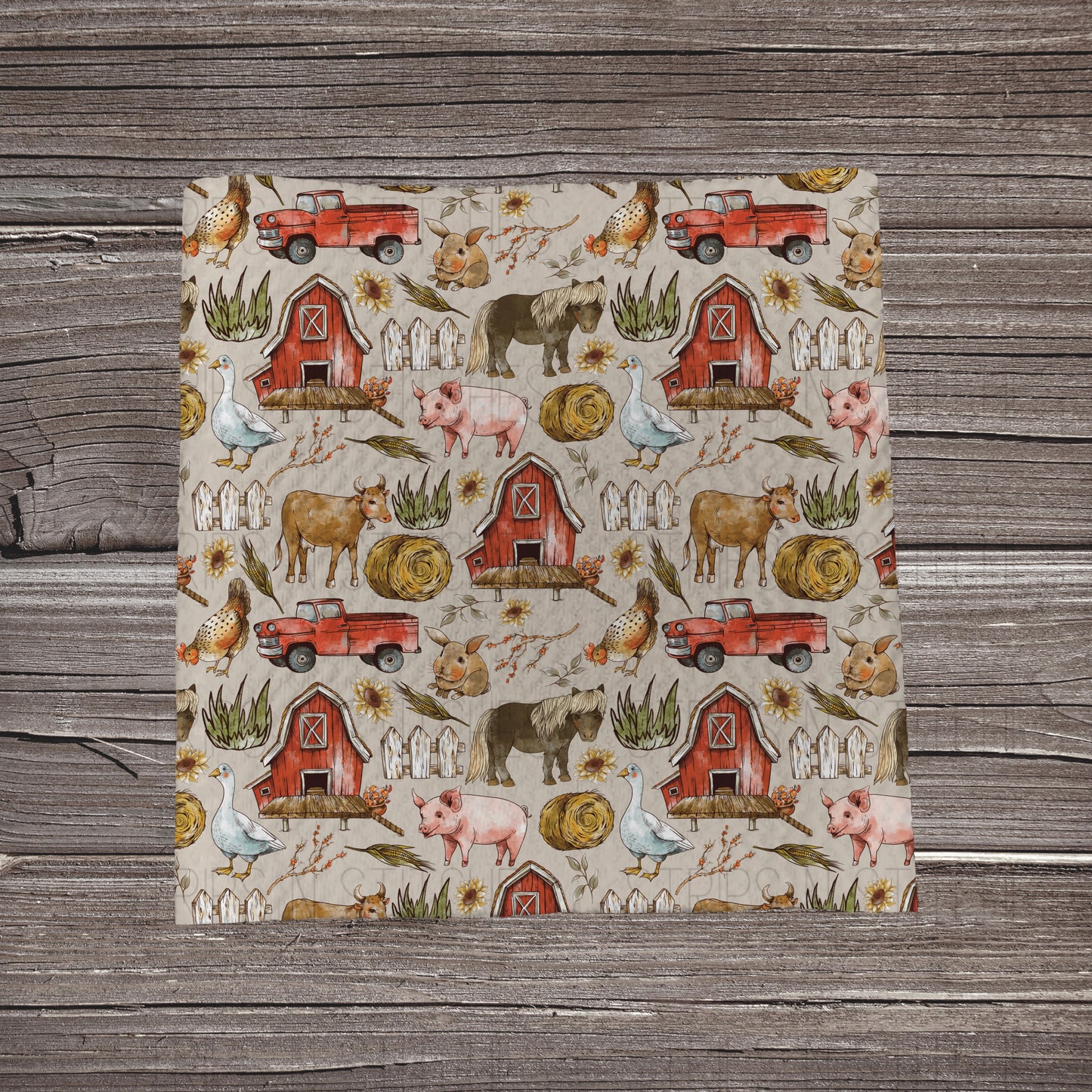 Watercolor Farm Life | Bullet Fabric Strip | Bow Making | Scrunchie | Headwraps