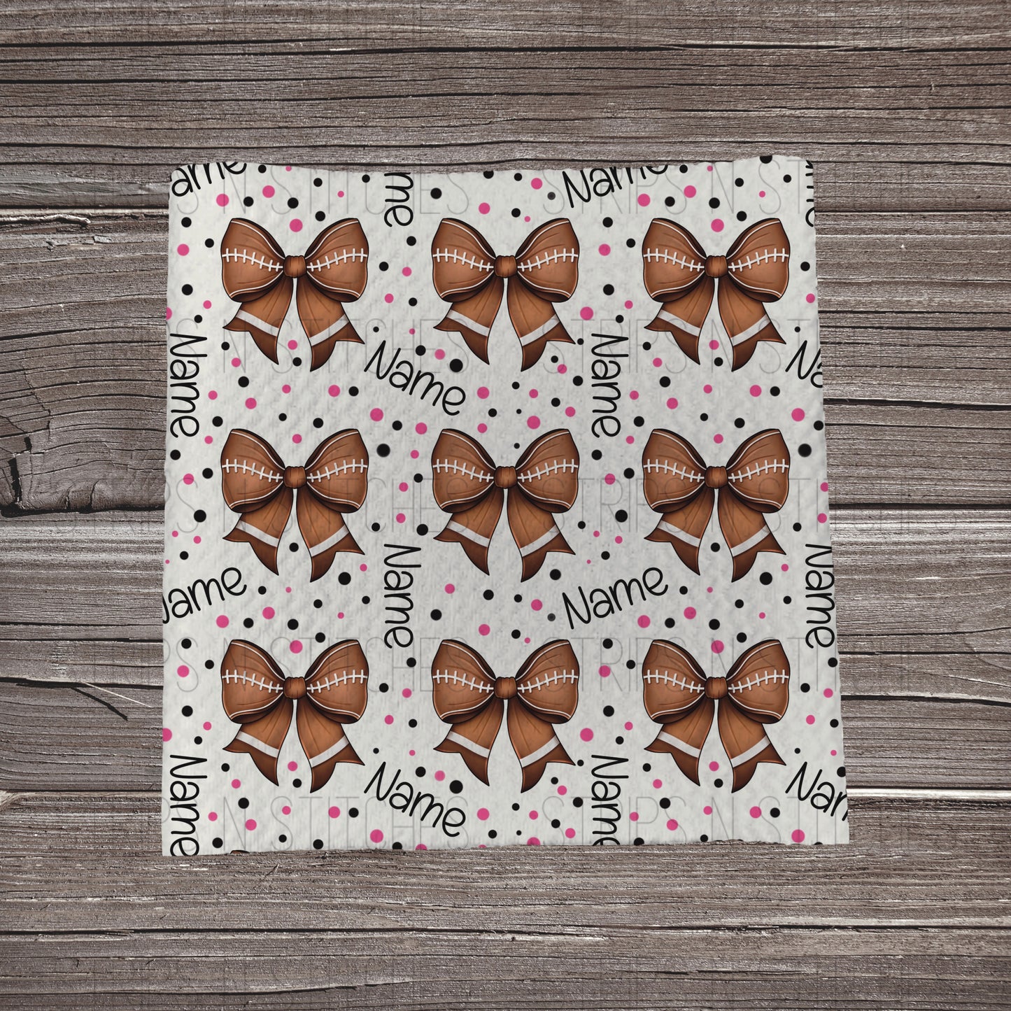 Football Bows & Polka Dots - CUSTOM NAME *SHOP EXCLUSIVE PRINT* | Bullet Fabric Strip | Bow Making | Scrunchie | Headwraps