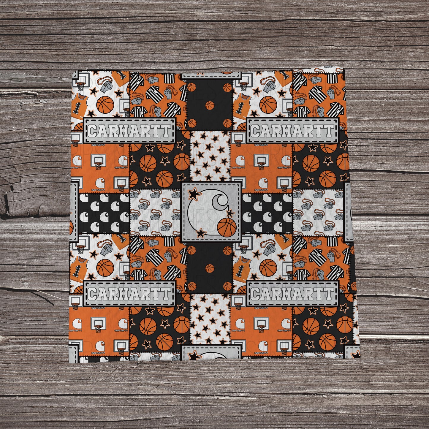 Basketball Carhartt Patchwork | Fabric Strip | Bow Making | Headwrap | Scrunchies