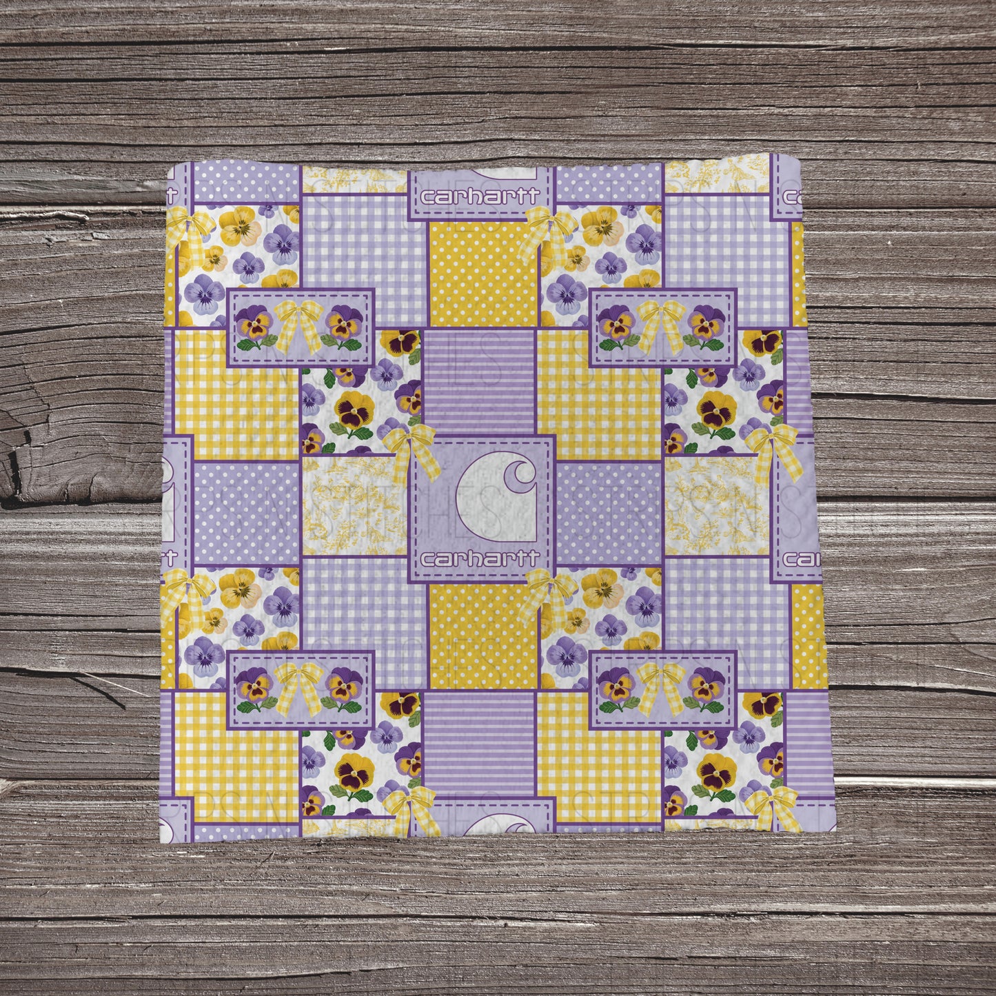 Purple & Yellow Floral Carhartt Patchwork | Fabric Strip | Bow Making | Headwrap | Scrunchies