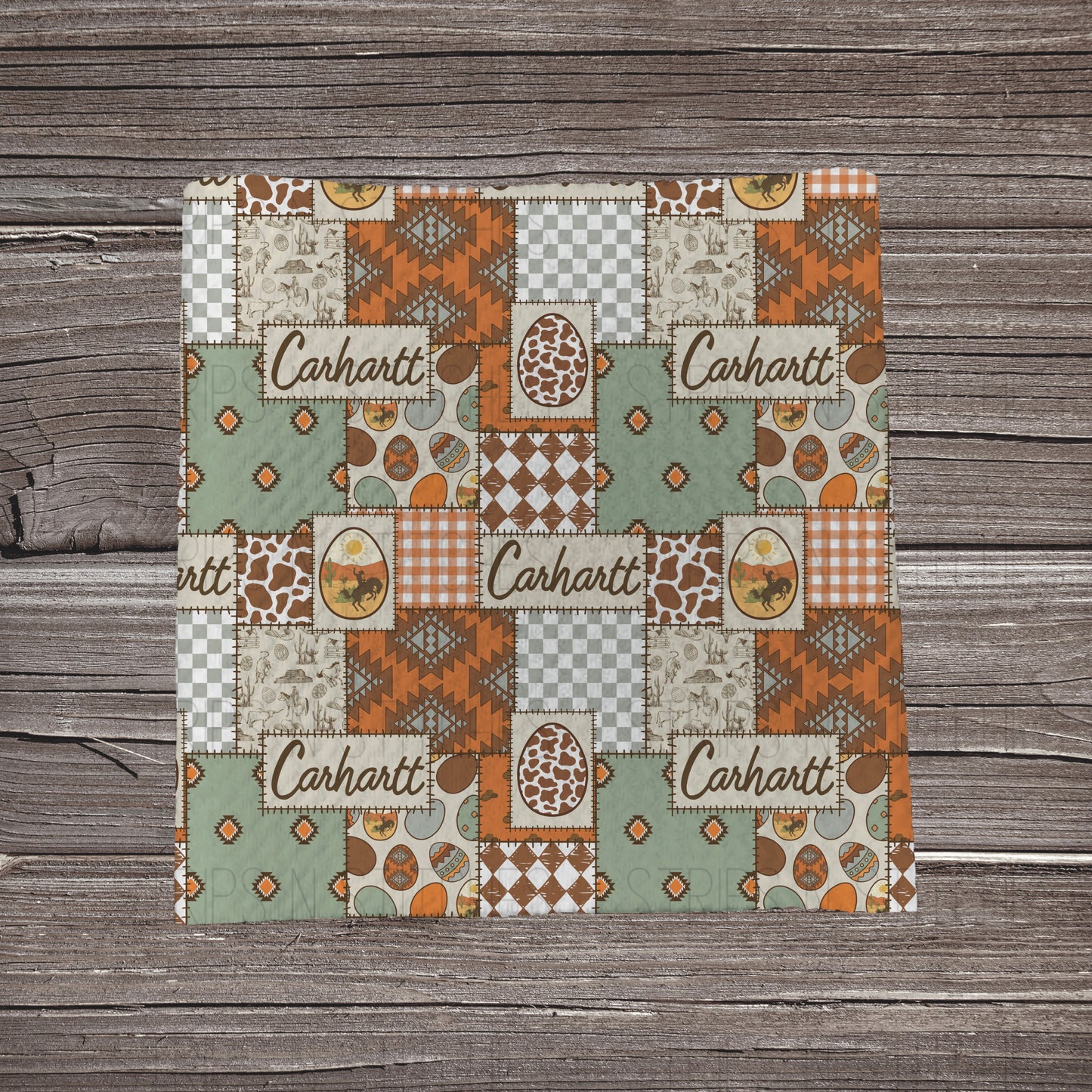 Green Carhartt Easter Patchwork | Fabric Strip | Bow Making | Headwrap | Scrunchies