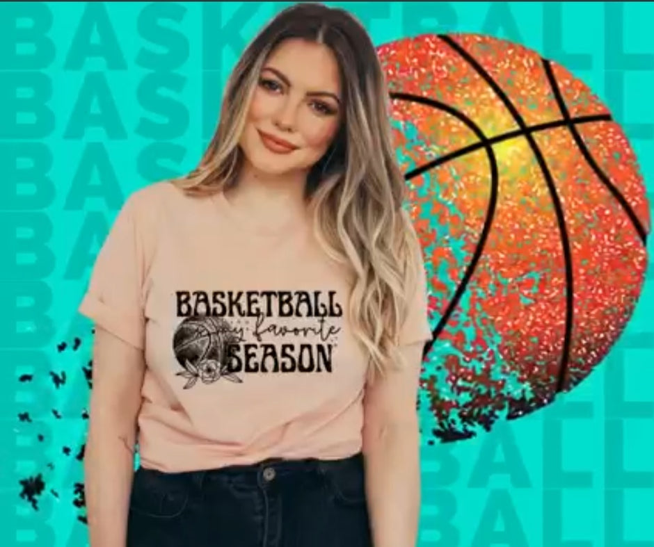 Basketball is my favorite season BLACK | Screen Print Transfer | Adult Size | Create Your Own Shirt