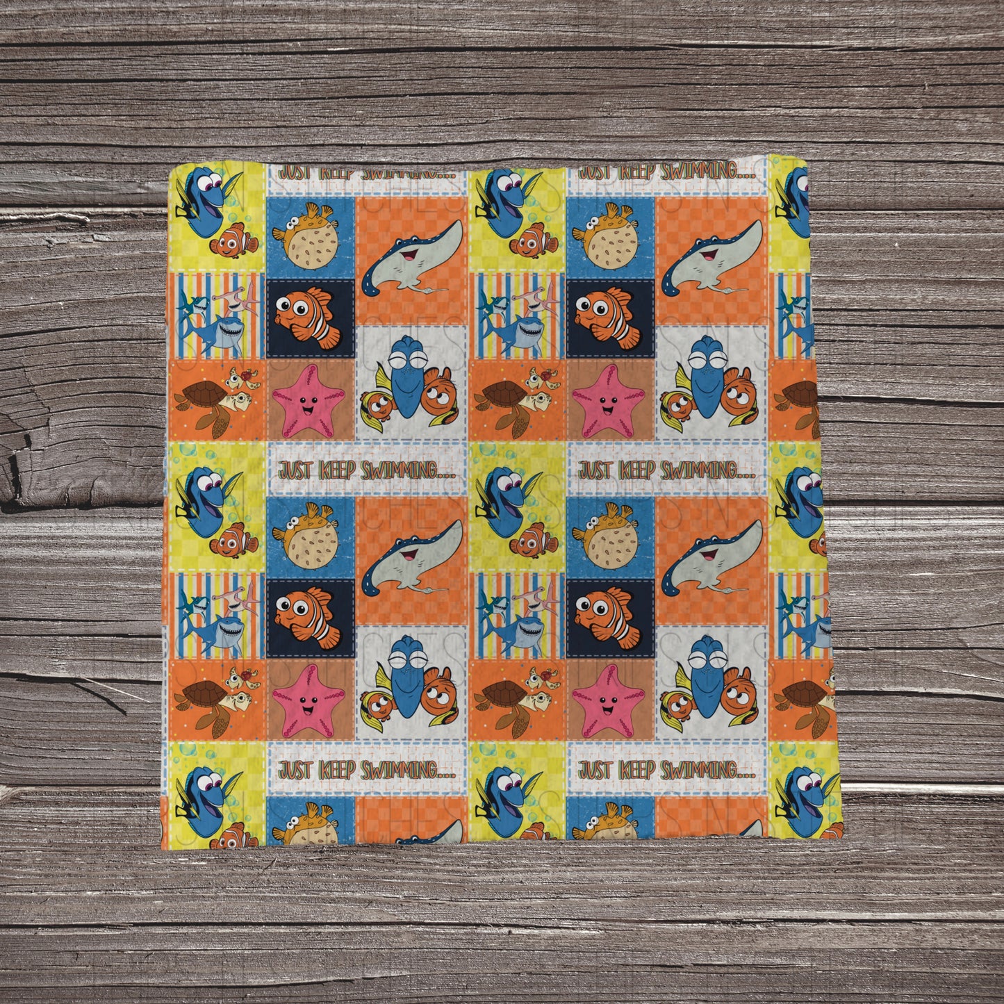 Just Keep Swimming Patchwork | Fabric Strip- Bow Making- Headwrap- Scrunchies