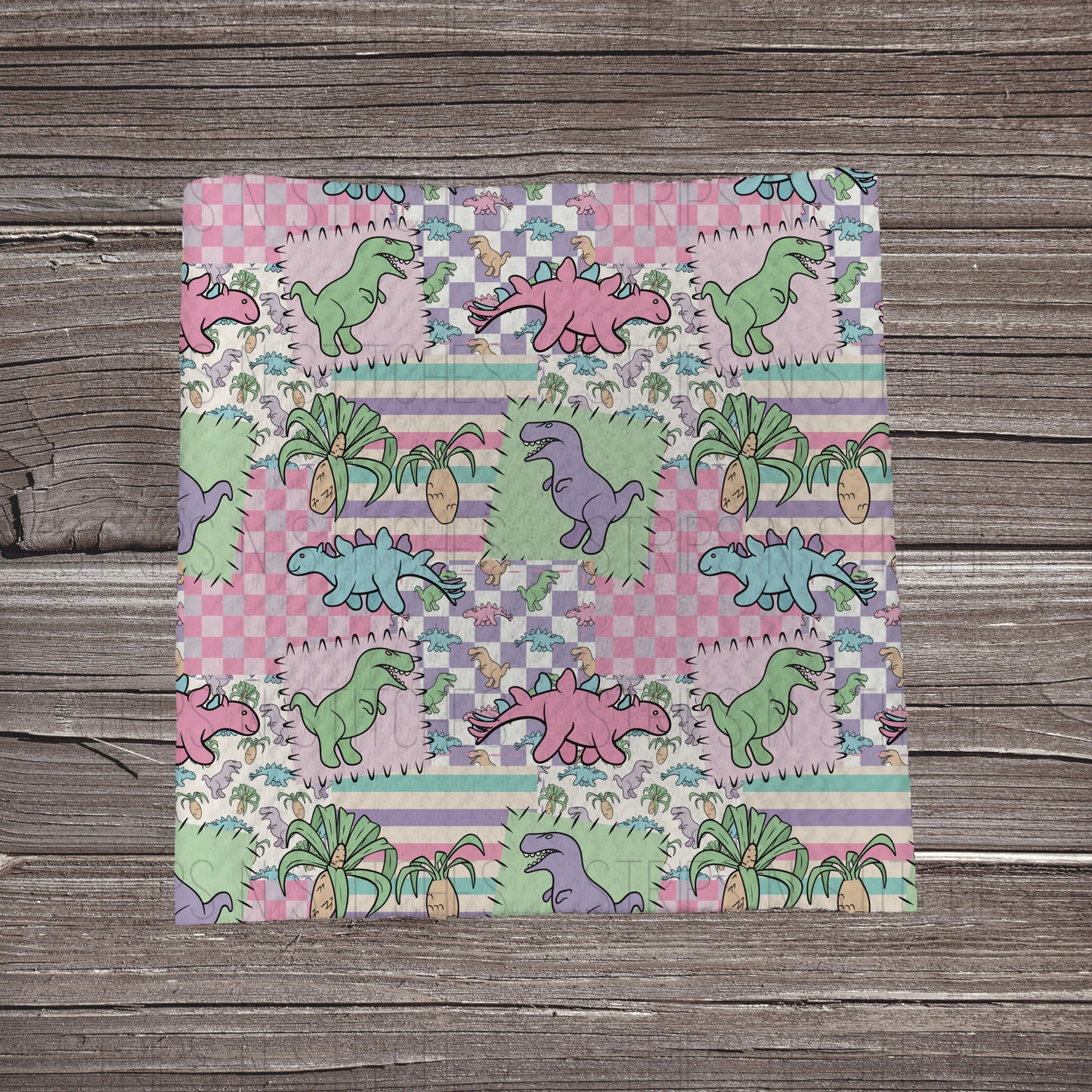 Pastel Dinos Patchwork | Fabric Strip- Bow Making- Headwrap- Scrunchies